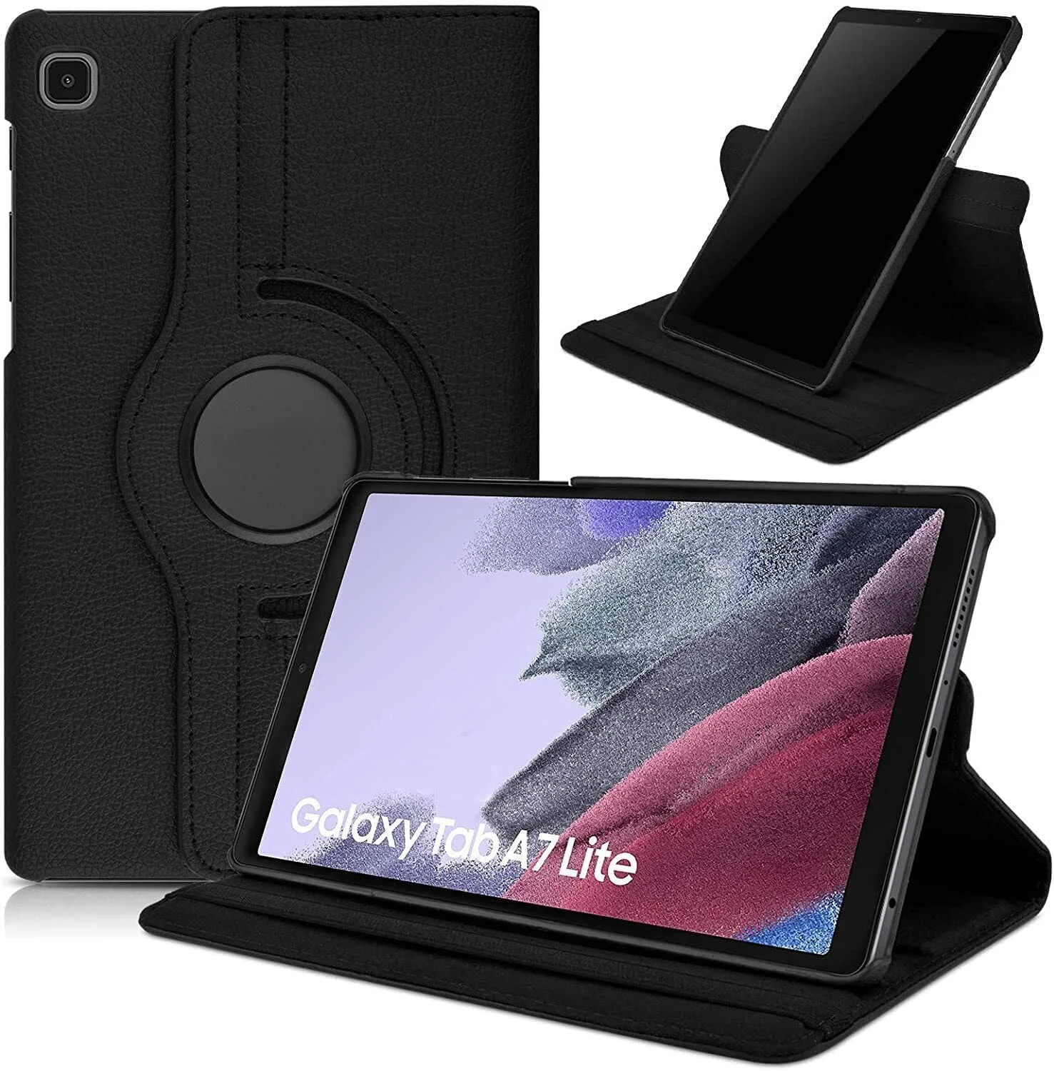 کاور چرخشی 360 درجه تبلت سامسونگ گلکسی تب A7 لایت 8.7 T220 T225 مدل هوشمند PU (مشکی)