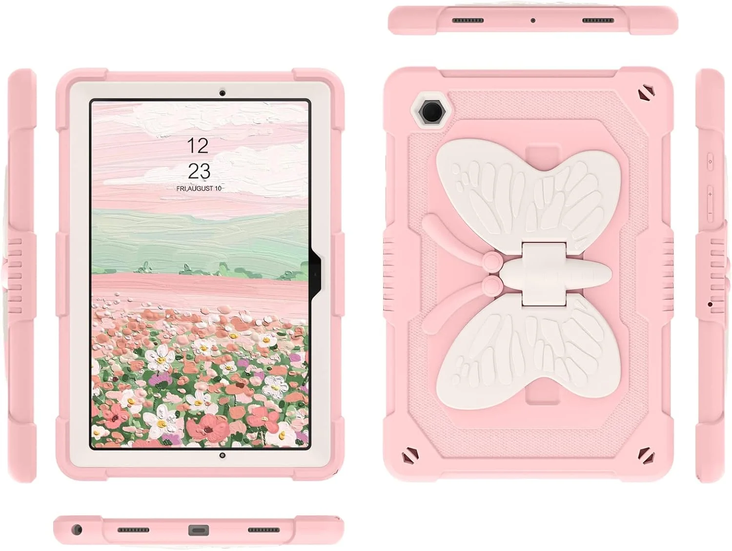 قاب تبلت YINLAI برای گلکسی تب A8 10.5 اینچ، قاب محافظ تبلت ضد ضربه با پایه پروانه ای مناسب کودکان، دختران و زنان برای تبلت سامسونگ تب A8 10.5 اینچ 2022 مدل [SM-X200/X205/X207]، صورتی