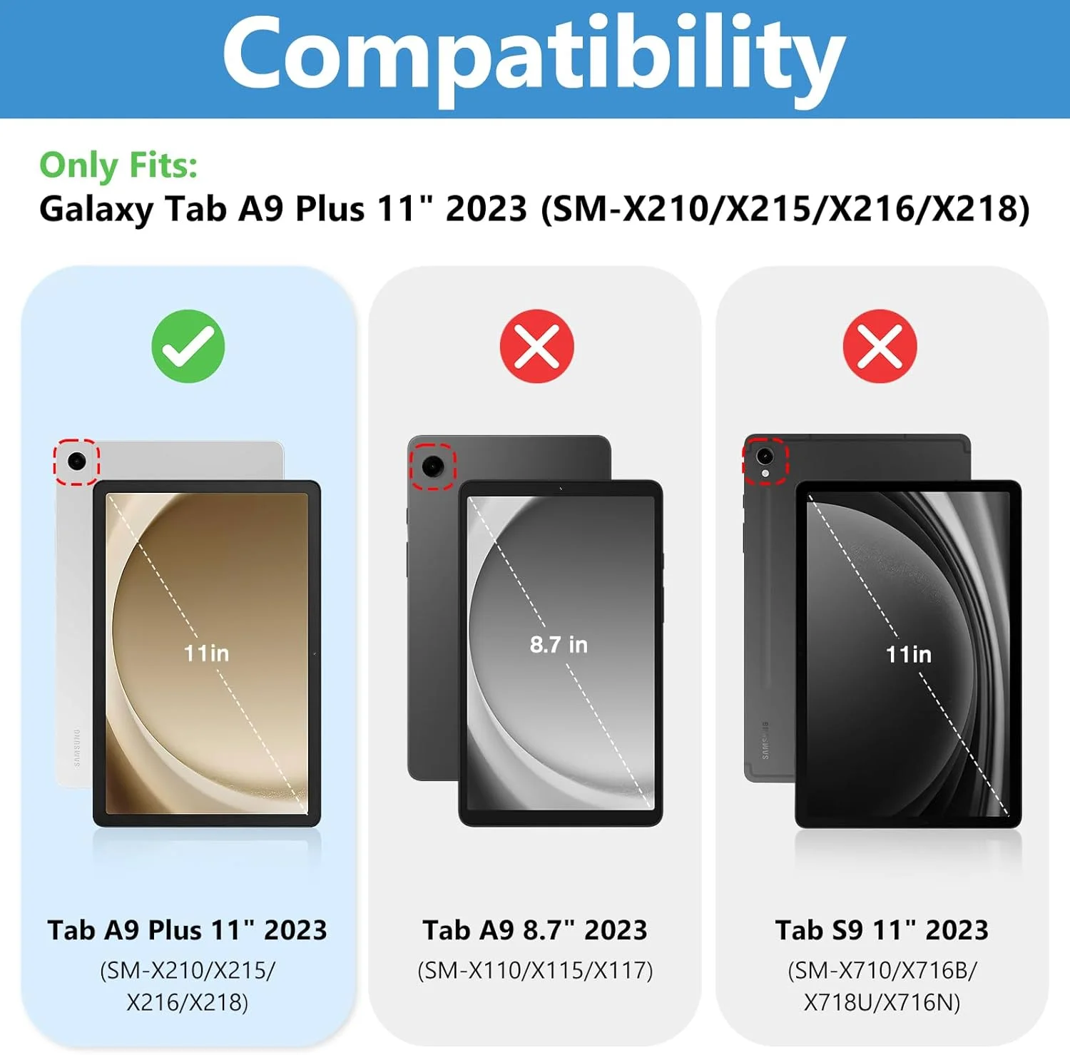 کیف محافظ ProCase برای گلکسی تب A9 پلاس 11 اینچ 2023، کیف هوشمند باریک با قابلیت استند برای محافظت از گلکسی تب A9 پلاس 2023 مدل SM-X210 SM-X215 SM-X216 SM-X218 - سرمه ای