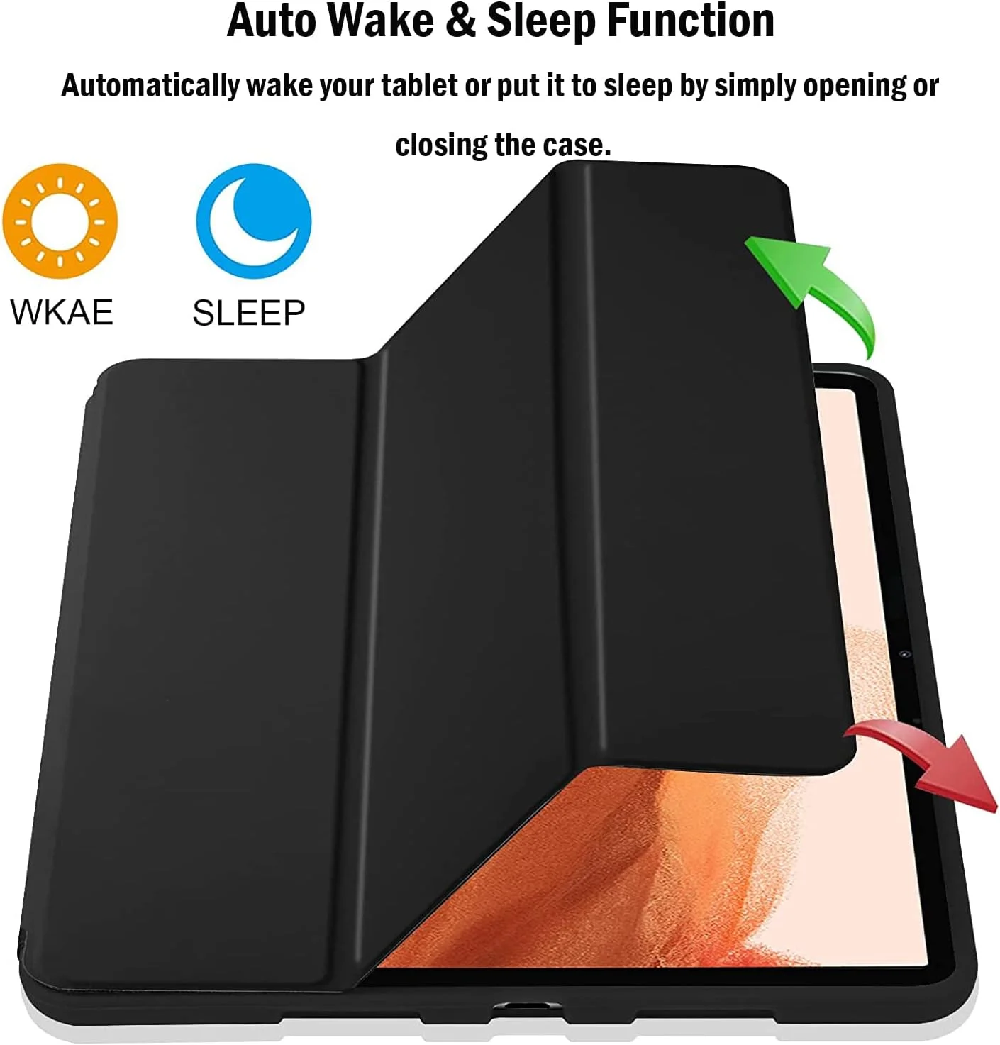 کاور تبلت XIEHUZA برای Samsung Galaxy Tab S8 Plus / S7 FE 12.4 اینچ، کاور محافظ سبک وزن تاشو [خواب/بیدار شدن خودکار] برای Samsung Galaxy Tab S8+ / S7 FE، مشکی