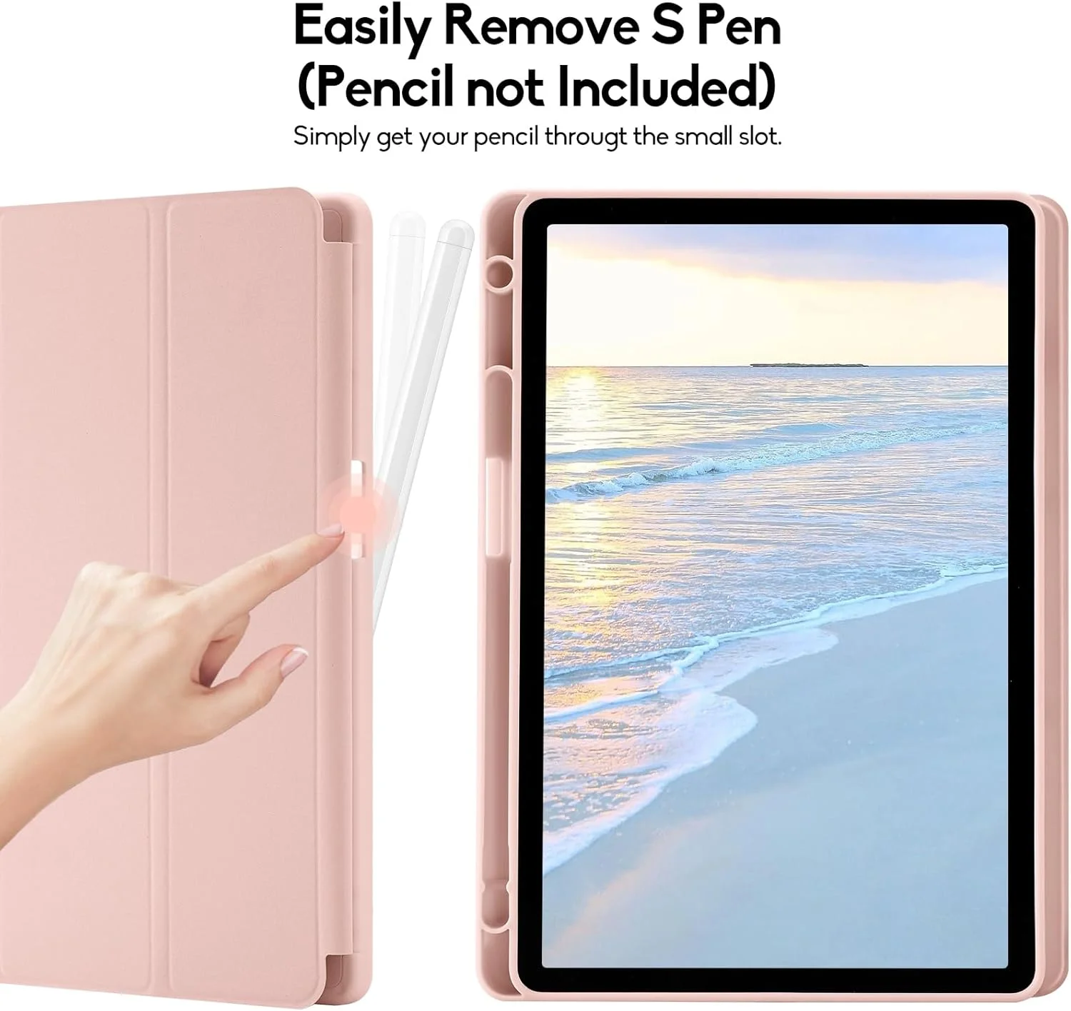 کاور پالکیتسی سازگار با تبلت سامسونگ گلکسی تب S9 سایز 11 اینچ مدل 2023، SM-X710/X716B/X718U، کاور با جای قلم S Pen، کاور محافظ سه لایه با قابلیت استند، حالت خواب/بیدار خودکار برای تبلت سامسونگ تب S9، صورتی