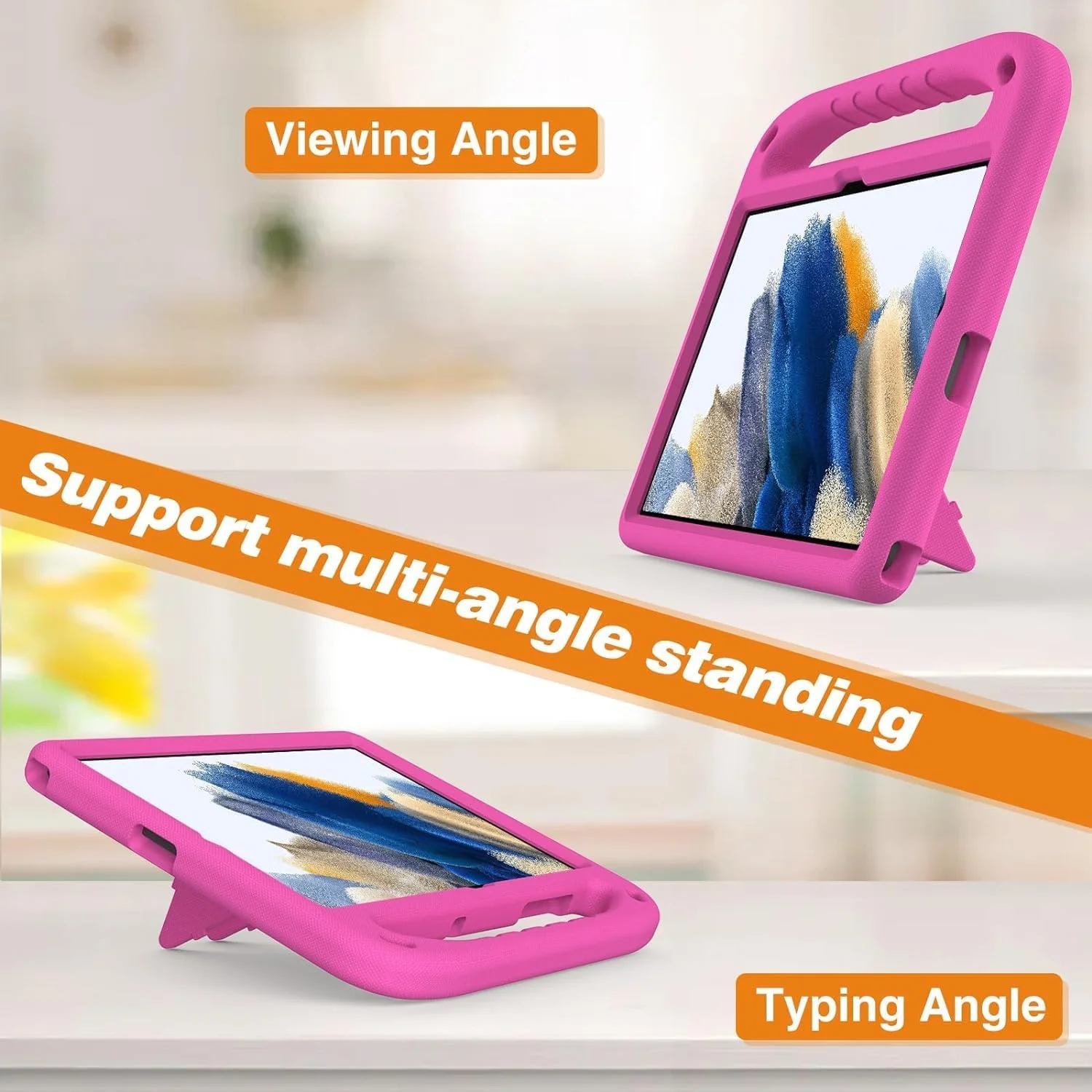 کاور تبلت سامسونگ گلکسی تب A9 پلاس (2023) SM-X210/216B، مدل Gruattreay، کاور محافظ سبک وزن EVA، ضد ضربه و مناسب کودکان، دارای دستگیره و استند (قرمز گل رز)