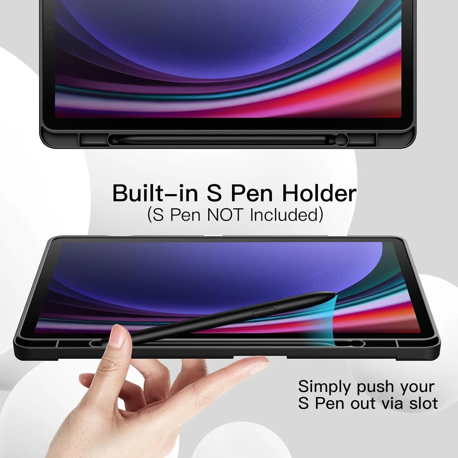 کاور تبلت سامسونگ گلکسی تب S9 11 اینچ JETech با جای قلم S Pen، کاور محافظ تبلت تاشو سه لایه از جنس TPU نرم، پشتیبانی از شارژ قلم S Pen، قابلیت بیدار شدن/به خواب رفتن خودکار (مشکی گرافیتی)