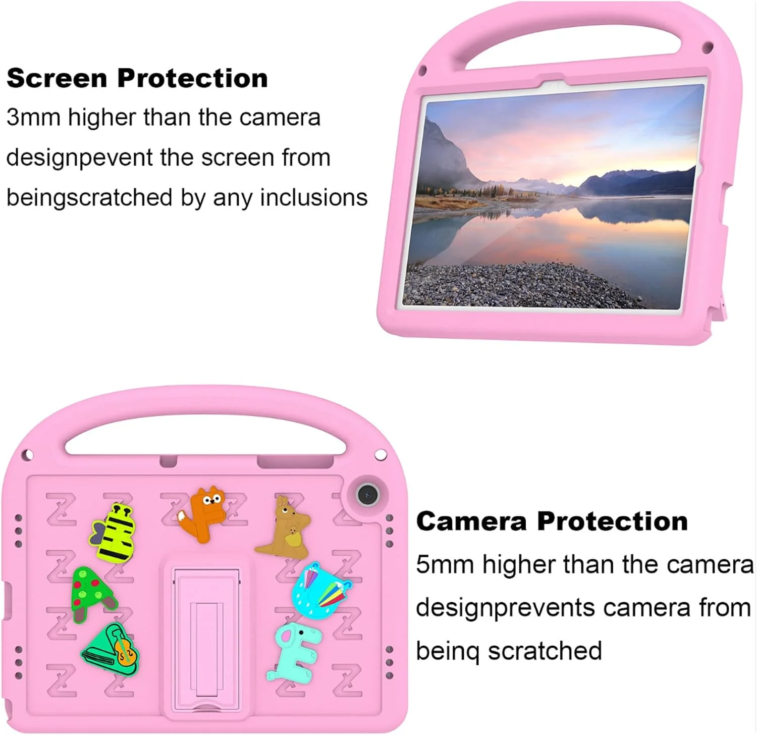 کیف محافظ کودکانه Tujibeay مناسب برای تبلت سامسونگ گلکسی تب A9 پلاس 2023 11 اینچ، سبک وزن، ضد ضربه، با دسته (صورتی)