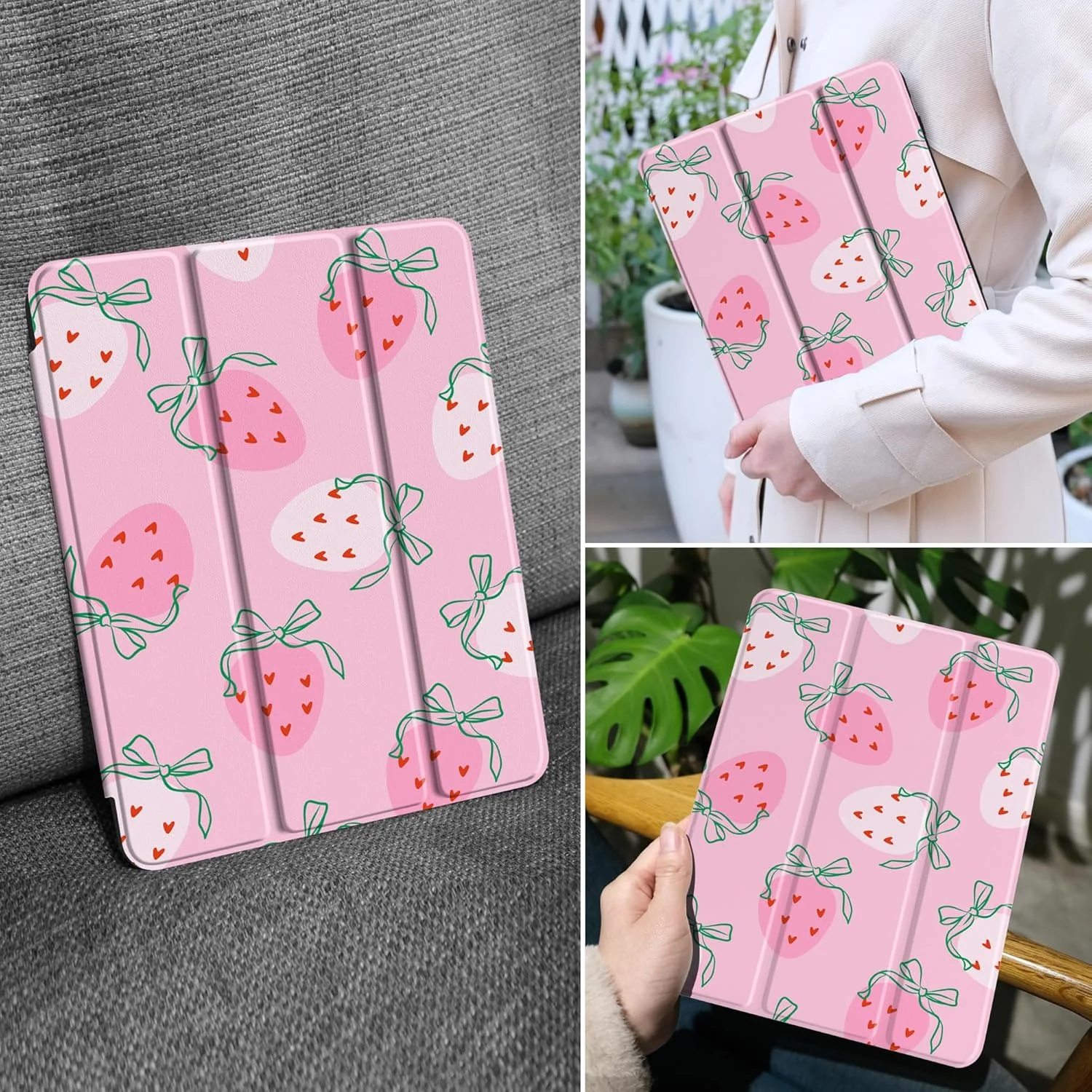 کیف محافظ تبلت MEEgoodo مناسب برای تبلت سامسونگ گلکسی تب S10+ 2024/S9 پلاس/S9 FE پلاس 12.4 اینچ مدل 2023 با جای قلم، کاور تبلت با استند تاشو + بدنه پشتی TPU نرم + قابلیت بیدار شدن/خواب خودکار هوشمند، طرح توت فرنگی و پاپیون کیف محافظ تبلت MEEgoodo مناسب برای تبلت سامسونگ گلکسی تب S10+ 2024/S9 پلاس/S9 FE پلاس 12.4 اینچ مدل 2023 با جای قلم، کاور تبلت با استند تاشو + بدنه پشتی TPU نرم + قابلیت بیدار شدن/خواب خودکار هوشمند، طرح توت فرنگی و پاپیون