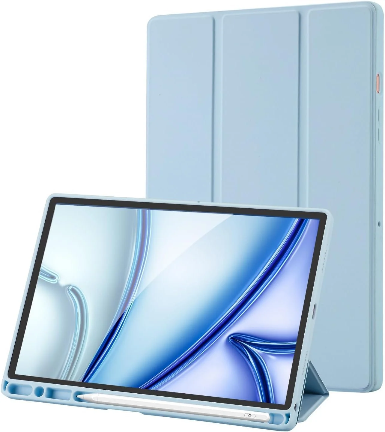 کاور SmartGrist سازگار با تبلت سامسونگ گلکسی تب A8 10.5 اینچ 2022/2021 (SM-X200/X205/X207)، چرم PU ممتاز + کاور پشتی TPU نرم با نگهدارنده قلم، عملکرد خواب/بیدار خودکار (آبی آسمانی)