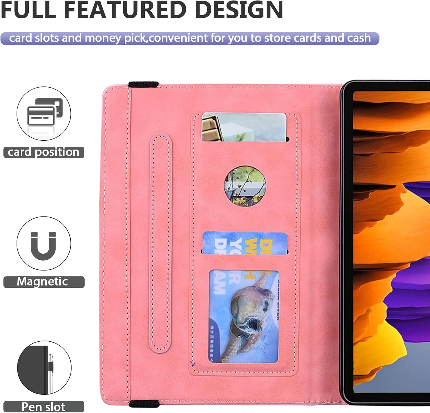 کیف محافظ تبلت Dteck Galaxy Tab S10+ 2024/S9 Plus 2023، کیف Galaxy Tab S8+/S7+/S7 FE با سایز 12.4 اینچ، جلد چرمی PU منقش ماندالا، پایه دار، پوشش نرم، باریک، سبک وزن، دارای کش الاستیک محافظ و جای کارت، صورتی کیف محافظ تبلت Dteck Galaxy Tab S10+ 2024/S9 Plus 2023، کیف Galaxy Tab S8+/S7+/S7 FE با سایز 12.4 اینچ، جلد چرمی PU منقش ماندالا، پایه دار، پوشش نرم، باریک، سبک وزن، دارای کش الاستیک محافظ و جای کارت، صورتی
