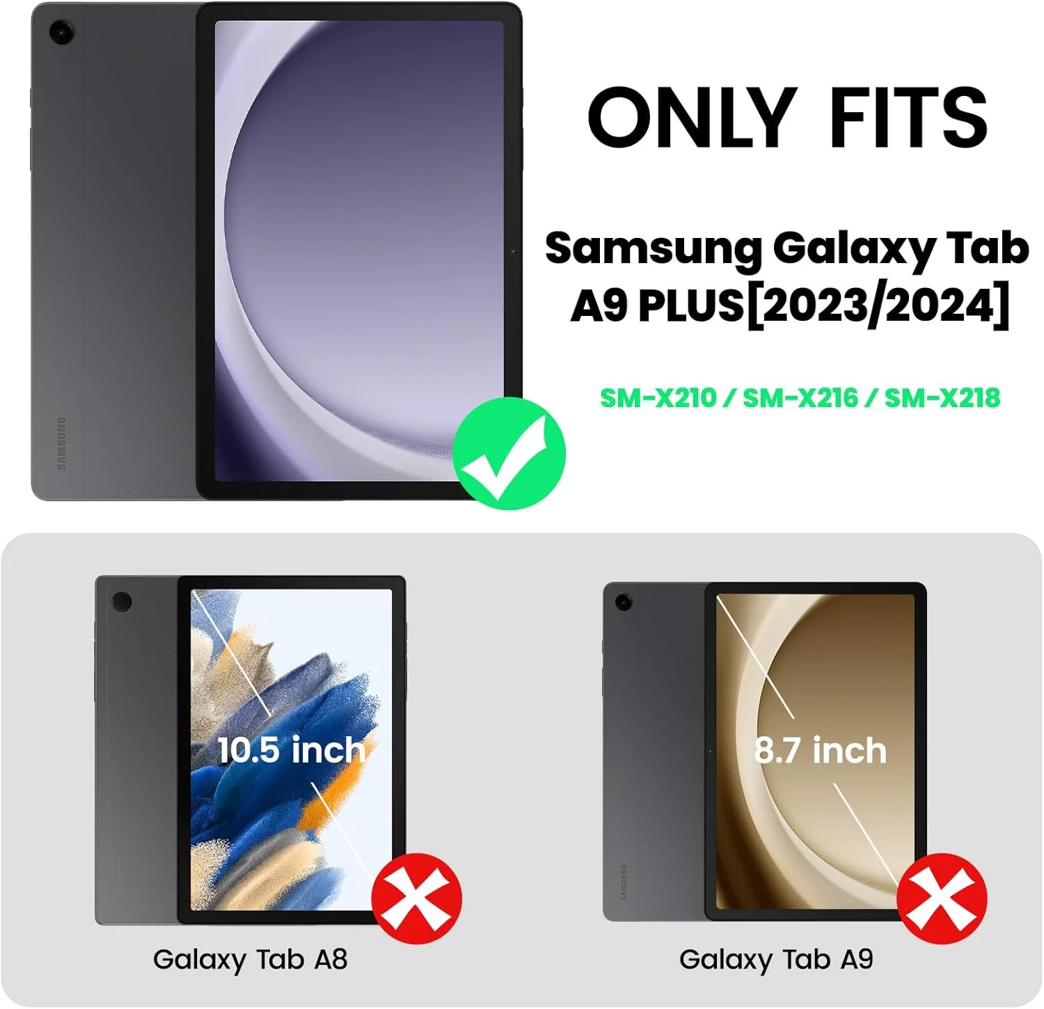 کاور محافظ تبلت سامسونگ گلکسی تب A9 پلاس 11 اینچ 2023 مدل SEYMAC، ضد ضربه به همراه محافظ صفحه نمایش، استند چرخان 360 درجه، بند دستی، بند شانه و جای قلم، رنگ مشکی