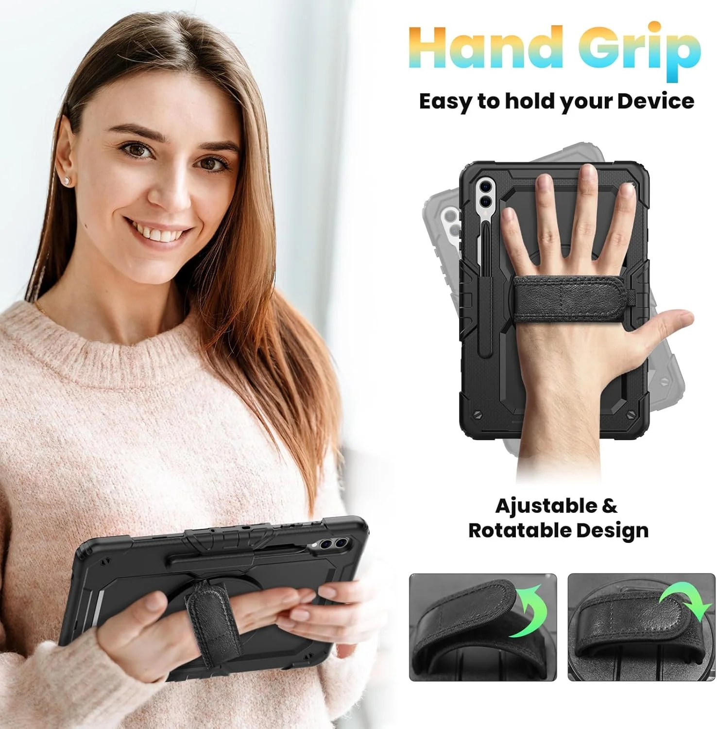 کیف محافظ Herize برای تبلت S10+ مدل 2024 / S9 FE+ Plus 5G / S9+ Plus 12.4 اینچ مدل 2023 به همراه محافظ صفحه نمایش، جای قلم، استند، بند دستی و بند شانه | کاور ضد ضربه و مقاوم برای تبلت Tab S9 12.4 اینچ کیف محافظ Herize برای تبلت S10+ مدل 2024 / S9 FE+ Plus 5G / S9+ Plus 12.4 اینچ مدل 2023 به همراه محافظ صفحه نمایش، جای قلم، استند، بند دستی و بند شانه | کاور ضد ضربه و مقاوم برای تبلت Tab S9 12.4 اینچ