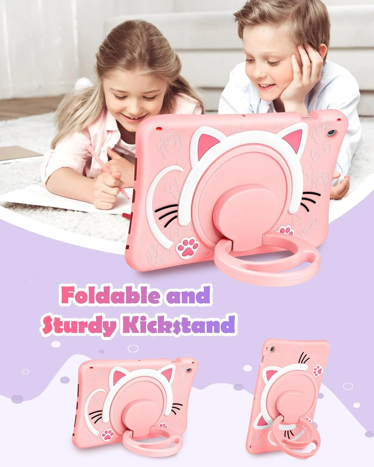 کاور سیلیکونی وازاسوفت طرح گربه کیوت مناسب تبلت سامسونگ گلکسی تب A8 10.5 اینچ، دخترانه، فانتزی، سه بعدی، کارتونی، دارای استند چرخشی و بند آویز کاور سیلیکونی وازاسوفت طرح گربه کیوت مناسب تبلت سامسونگ گلکسی تب A8 10.5 اینچ، دخترانه، فانتزی، سه بعدی، کارتونی، دارای استند چرخشی و بند آویز