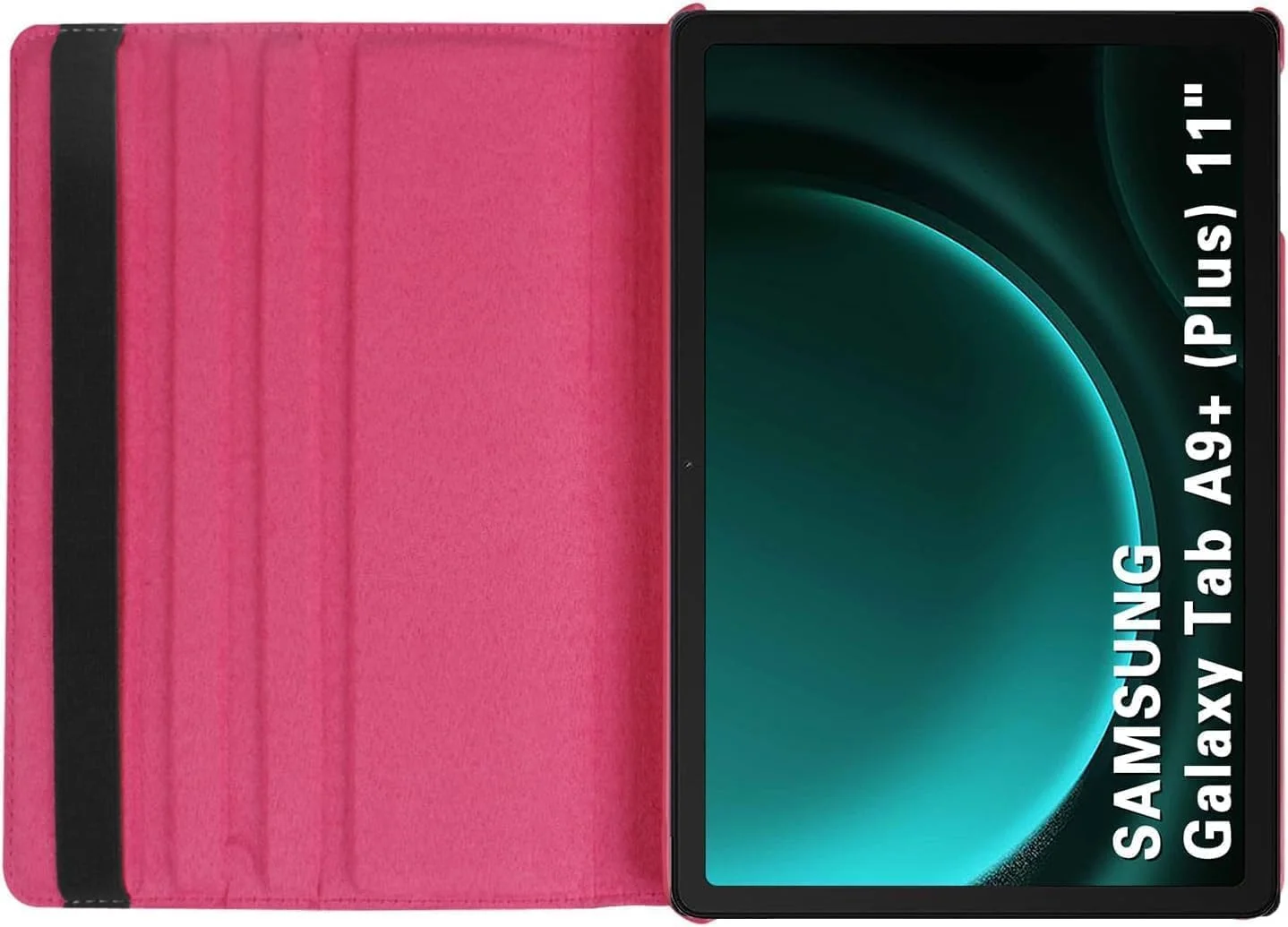 کاور چرمی 360 درجه تبلت سامسونگ گلکسی تب A11+ (2025) و تب A9+ (2023) سایز 11 اینچ (صورتی)