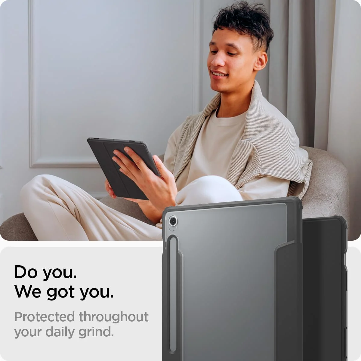 کاور تاشو سه لایه Spigen Ultra Hybrid Pro مناسب برای تبلت سامسونگ Galaxy Tab S10 FE+ سایز 13.1 اینچ (2025) با پشت شفاف و جای قلم S Pen مدل [Tab S10 FE PLUS] - رنگ مشکی