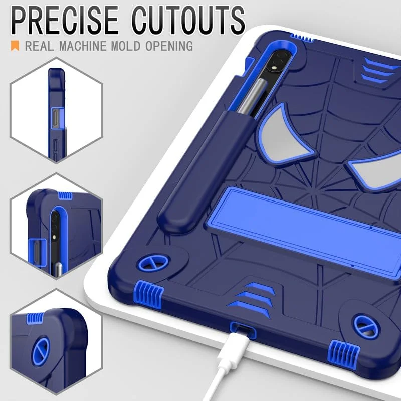 کیف محافظ تبلت نیکاکیو مناسب برای تبلت سامسونگ گلکسی تب S7/S8 سایز 11 اینچ (مدل 2022 و 2020)، مدل T870/T875، مناسب کودکان، دارای پایه نگهدارنده، بند شانه، جای قلم، محافظت کامل سه لایه و ضد ضربه، رنگ آبی تیره