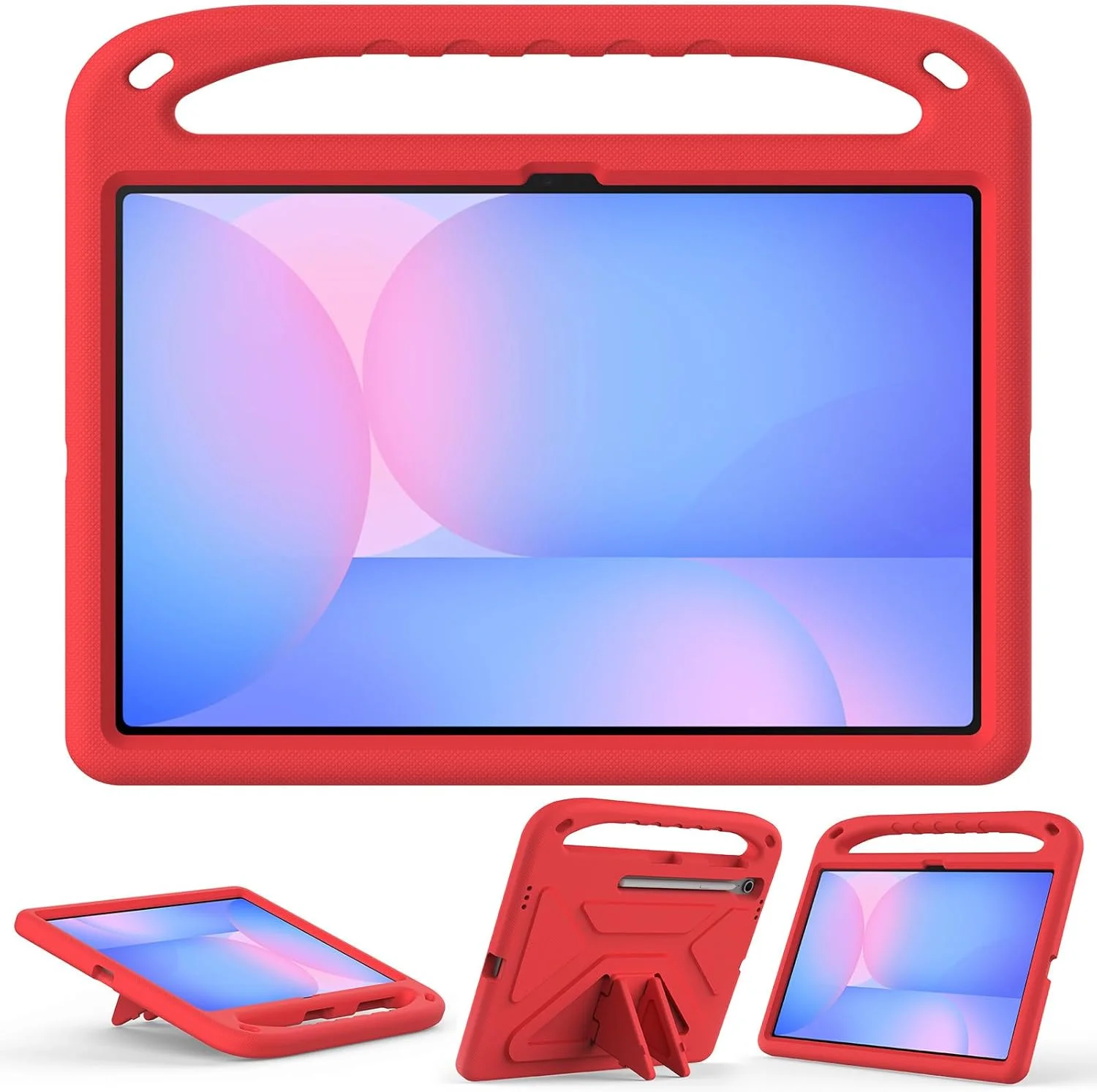 Gruattreay Shocked Case Compatible with Samsung Galaxy Tab S10 FE Plus 13.1 Inch 2025, Lightweight EVA Kids Friendly Shockproof Protective Case Cover with Handle and Invisible Bracket (Rose Red)