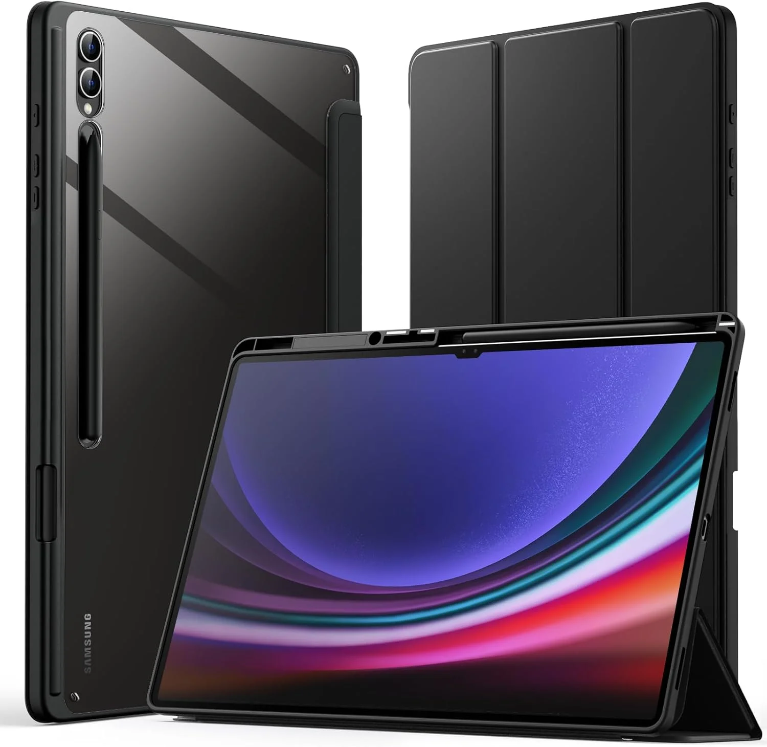 JETech Case for Samsung Galaxy Tab S10 Ultra/Tab S9 Ultra 14.6-Inch with S Pen Holder, Clear Transparent PC Back, Shockproof Tri-Fold Stand Tablet Cover, Auto Wake/Sleep (Graphite Black) JETech Case for Samsung Galaxy Tab S10 Ultra/Tab S9 Ultra 14.6-Inch with S Pen Holder, Clear Transparent PC Back, Shockproof Tri-Fold Stand Tablet Cover, Auto Wake/Sleep (Graphite Black)