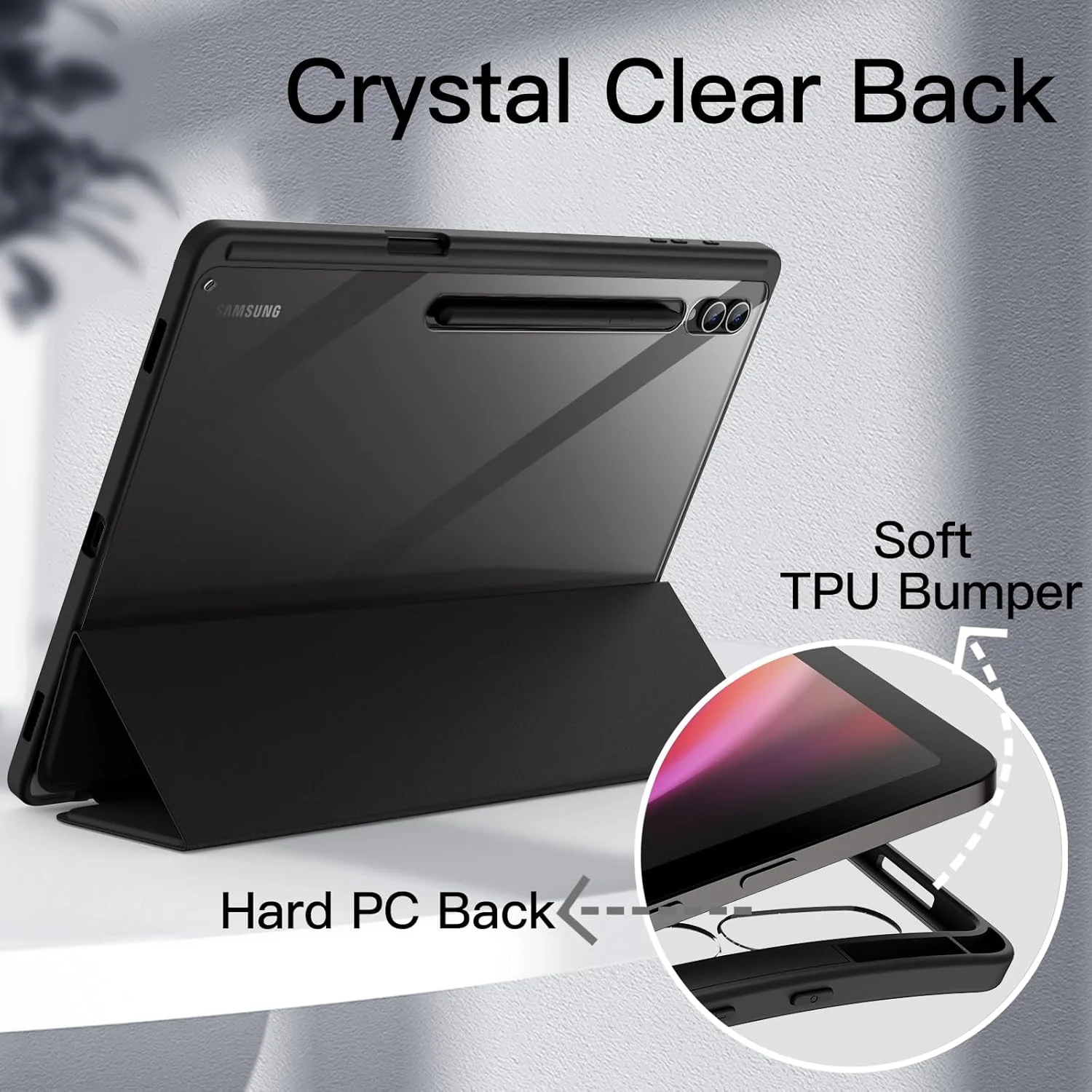 JETech Case for Samsung Galaxy Tab S10 Ultra/Tab S9 Ultra 14.6-Inch with S Pen Holder, Clear Transparent PC Back, Shockproof Tri-Fold Stand Tablet Cover, Auto Wake/Sleep (Graphite Black) JETech Case for Samsung Galaxy Tab S10 Ultra/Tab S9 Ultra 14.6-Inch with S Pen Holder, Clear Transparent PC Back, Shockproof Tri-Fold Stand Tablet Cover, Auto Wake/Sleep (Graphite Black)