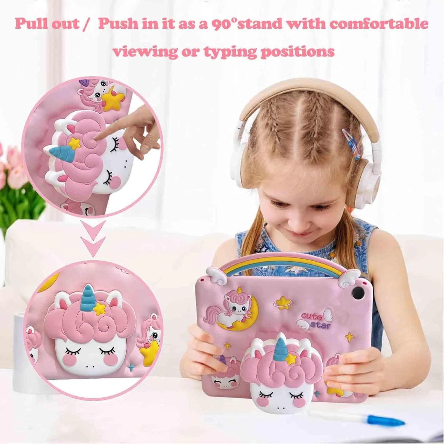 کیف محافظ کودکانه A-BEAUTY سازگار با تبلت سامسونگ گلکسی تب A9+ پلاس 11 اینچ 2023 (SM-X210/X215/X216/X218)، کاور سیلیکونی ضد ضربه طرح یونیکورن با پایه دسته دار و بند شانه کیف محافظ کودکانه A-BEAUTY سازگار با تبلت سامسونگ گلکسی تب A9+ پلاس 11 اینچ 2023 (SM-X210/X215/X216/X218)، کاور سیلیکونی ضد ضربه طرح یونیکورن با پایه دسته دار و بند شانه