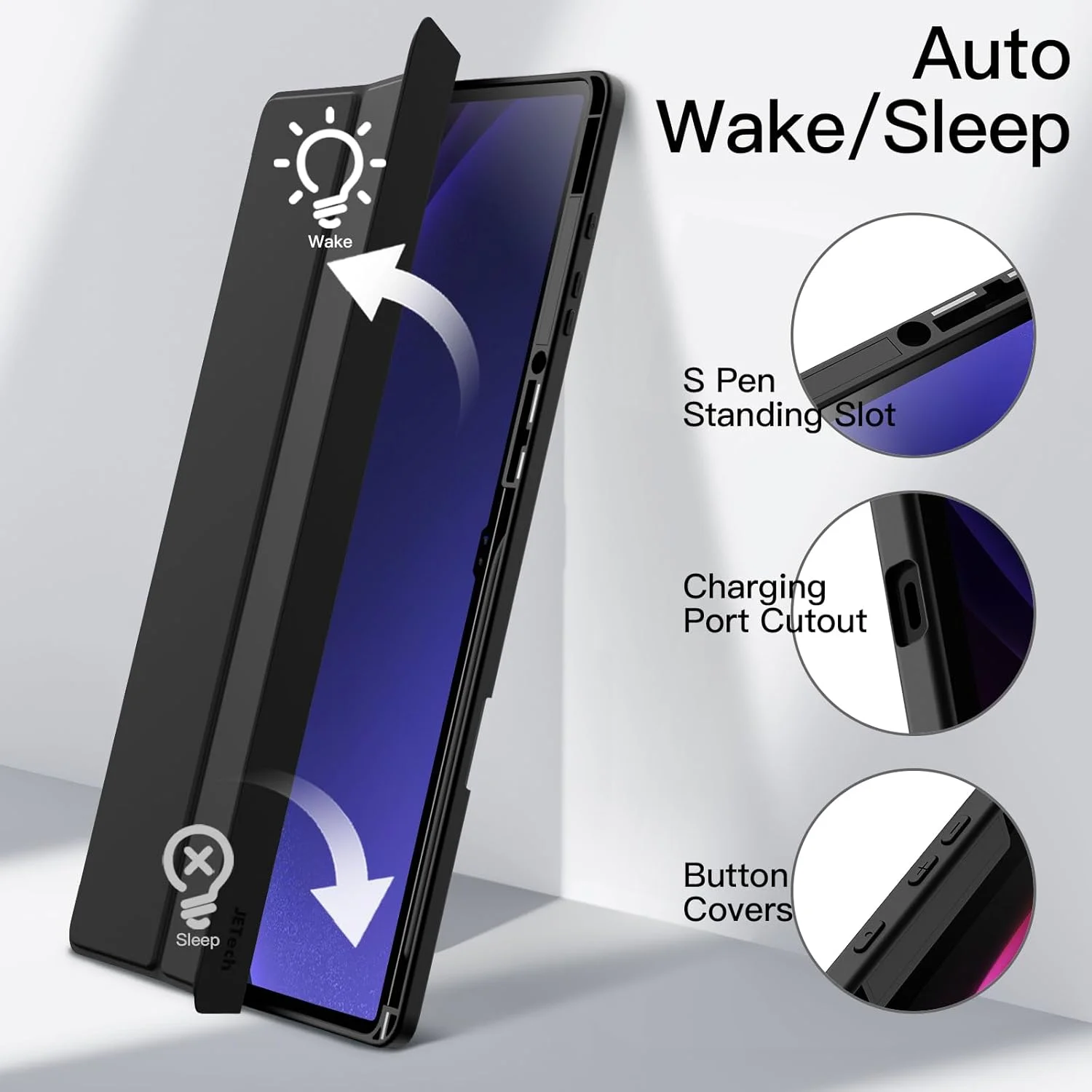 JETech Case for Samsung Galaxy Tab S10 Ultra/Tab S9 Ultra 14.6-Inch with S Pen Holder, Clear Transparent PC Back, Shockproof Tri-Fold Stand Tablet Cover, Auto Wake/Sleep (Graphite Black) JETech Case for Samsung Galaxy Tab S10 Ultra/Tab S9 Ultra 14.6-Inch with S Pen Holder, Clear Transparent PC Back, Shockproof Tri-Fold Stand Tablet Cover, Auto Wake/Sleep (Graphite Black)