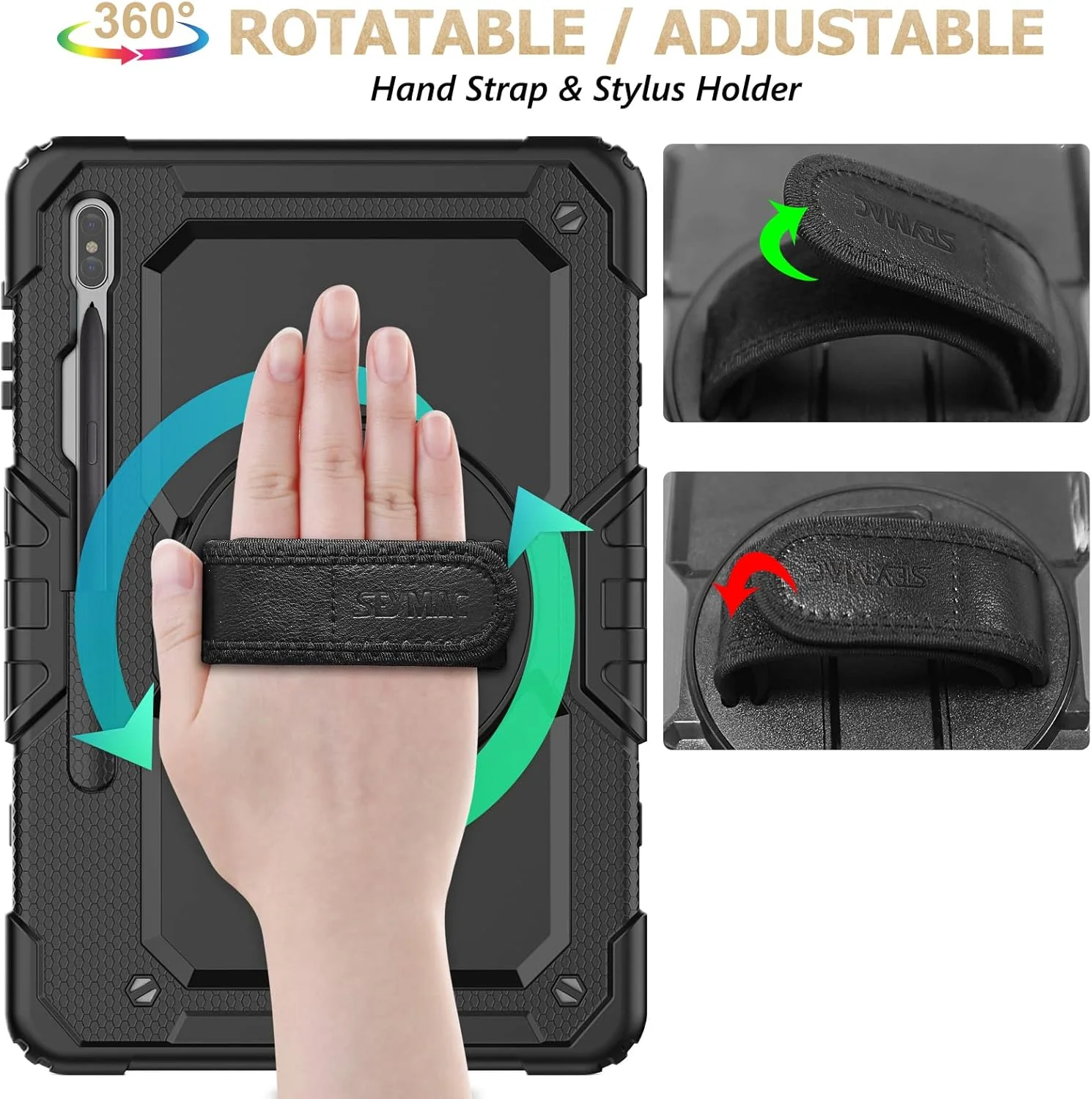 کیف محافظ تبلت سامسونگ گلکسی تب S8 پلاس / S7 FE 5G 12.4 اینچ به همراه محافظ صفحه نمایش، دارای استند چرخان 360 درجه، بند دستی و شانه، مناسب برای گلکسی تب S8 پلاس/ S7 FE 12.4 اینچ مدل 2022/2021، رنگ مشکی کیف محافظ تبلت سامسونگ گلکسی تب S8 پلاس / S7 FE 5G 12.4 اینچ به همراه محافظ صفحه نمایش، دارای استند چرخان 360 درجه، بند دستی و شانه، مناسب برای گلکسی تب S8 پلاس/ S7 FE 12.4 اینچ مدل 2022/2021، رنگ مشکی