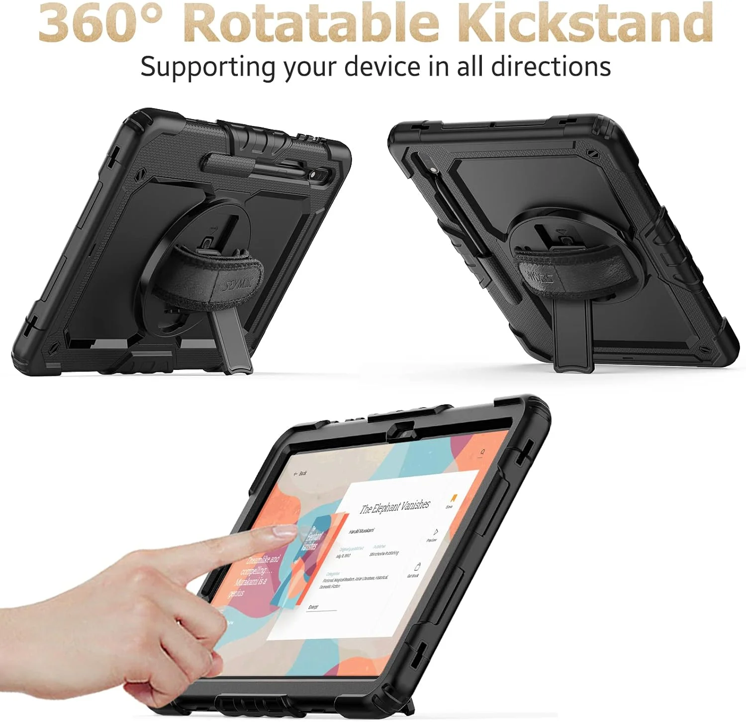 کیف محافظ تبلت سامسونگ گلکسی تب S8 پلاس / S7 FE 5G 12.4 اینچ به همراه محافظ صفحه نمایش، دارای استند چرخان 360 درجه، بند دستی و شانه، مناسب برای گلکسی تب S8 پلاس/ S7 FE 12.4 اینچ مدل 2022/2021، رنگ مشکی کیف محافظ تبلت سامسونگ گلکسی تب S8 پلاس / S7 FE 5G 12.4 اینچ به همراه محافظ صفحه نمایش، دارای استند چرخان 360 درجه، بند دستی و شانه، مناسب برای گلکسی تب S8 پلاس/ S7 FE 12.4 اینچ مدل 2022/2021، رنگ مشکی