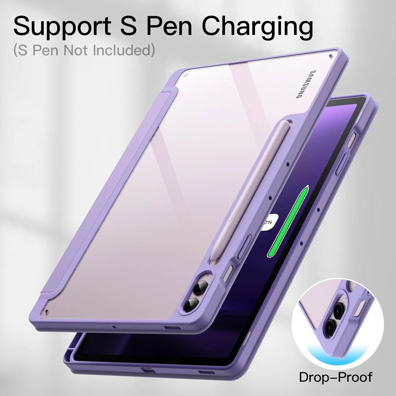 کاور تبلت سامسونگ گلکسی تب S9 FE+ / S9 FE پلاس 12.4 اینچی JETech، دارای جای قلم S Pen، پشت PC سخت شفاف، کاور محافظ سه لایه تاشو، قابلیت بیدار/خواب خودکار (بنفش روشن) کاور تبلت سامسونگ گلکسی تب S9 FE+ / S9 FE پلاس 12.4 اینچی JETech، دارای جای قلم S Pen، پشت PC سخت شفاف، کاور محافظ سه لایه تاشو، قابلیت بیدار/خواب خودکار (بنفش روشن)