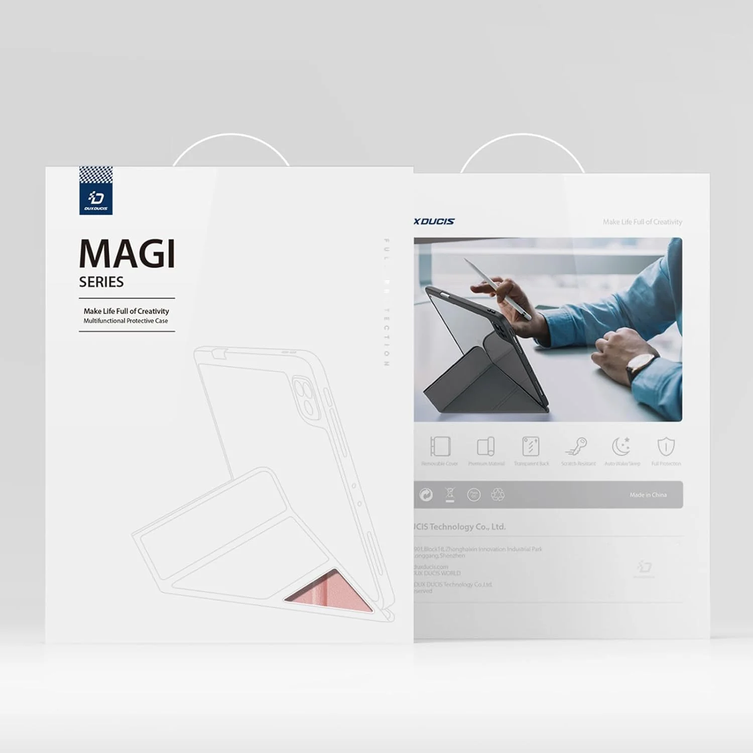 کاور سری DUX DUCIS [Magi] طراحی شده برای تبلت سامسونگ گلکسی تب S6 لایت (2020/2022/2024)، کاور محافظ تاشو V شکل جداشدنی با پشت شفاف و قابلیت بیدار/خواب خودکار، به همراه جای قلم - صورتی
