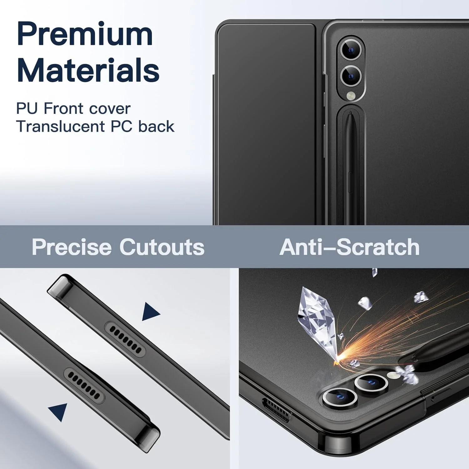 JETech Case for Samsung Galaxy Tab S10 Plus/Tab S9 Plus 12.4-Inch, Translucent Back Tri-Fold Stand Protective Tablet Cover, Support S Pen Charging, Auto Wake/Sleep (Graphite Black) JETech Case for Samsung Galaxy Tab S10 Plus/Tab S9 Plus 12.4-Inch, Translucent Back Tri-Fold Stand Protective Tablet Cover, Support S Pen Charging, Auto Wake/Sleep (Graphite Black)