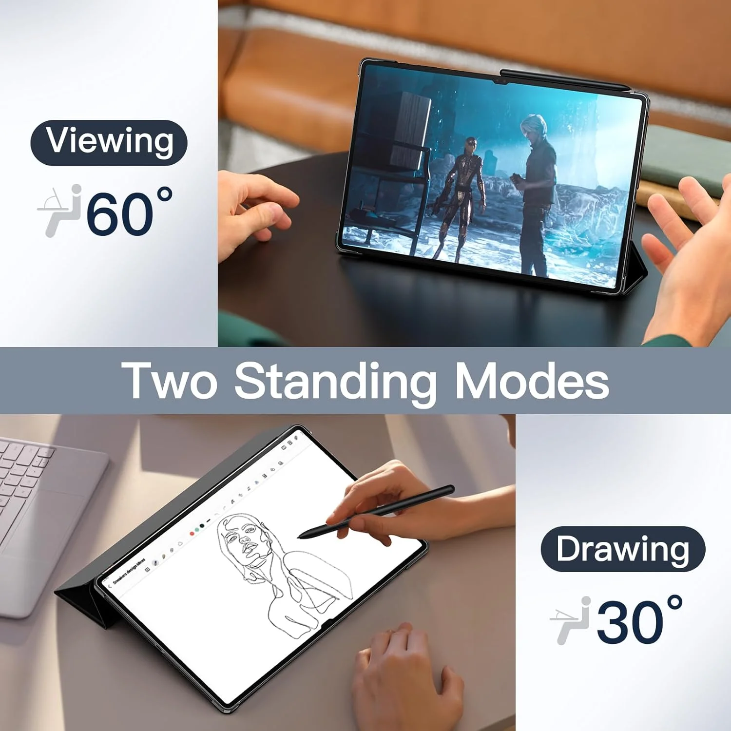 JETech Case for Samsung Galaxy Tab S10 Ultra/Tab S9 Ultra 14.6-Inch, Translucent Back Tri-Fold Stand Protective Tablet Cover, Support S Pen Charging, Auto Wake/Sleep (Graphite Black) JETech Case for Samsung Galaxy Tab S10 Ultra/Tab S9 Ultra 14.6-Inch, Translucent Back Tri-Fold Stand Protective Tablet Cover, Support S Pen Charging, Auto Wake/Sleep (Graphite Black)