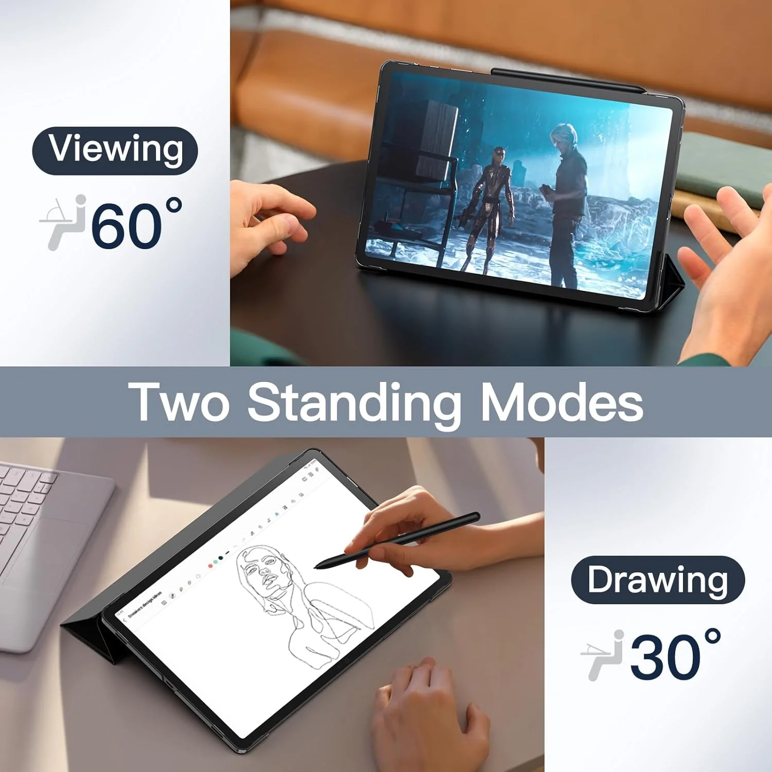 JETech Case for Samsung Galaxy Tab S10 Plus/Tab S9 Plus 12.4-Inch, Translucent Back Tri-Fold Stand Protective Tablet Cover, Support S Pen Charging, Auto Wake/Sleep (Graphite Black) JETech Case for Samsung Galaxy Tab S10 Plus/Tab S9 Plus 12.4-Inch, Translucent Back Tri-Fold Stand Protective Tablet Cover, Support S Pen Charging, Auto Wake/Sleep (Graphite Black)