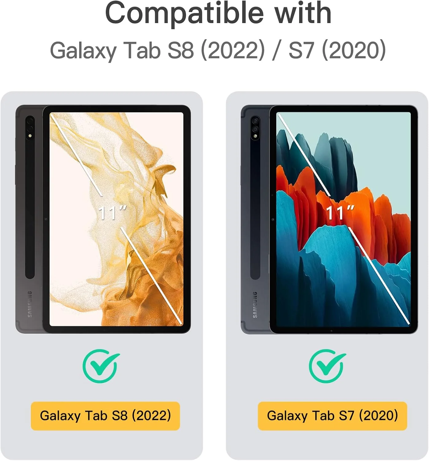 کاور تبلت JETech مناسب برای Samsung Galaxy Tab S8 2022 / S7 2020 سایز 11 اینچ به همراه جای قلم S Pen، کاور محافظ باریک تبلت با قابلیت استند چند زاویه ای (مشکی)