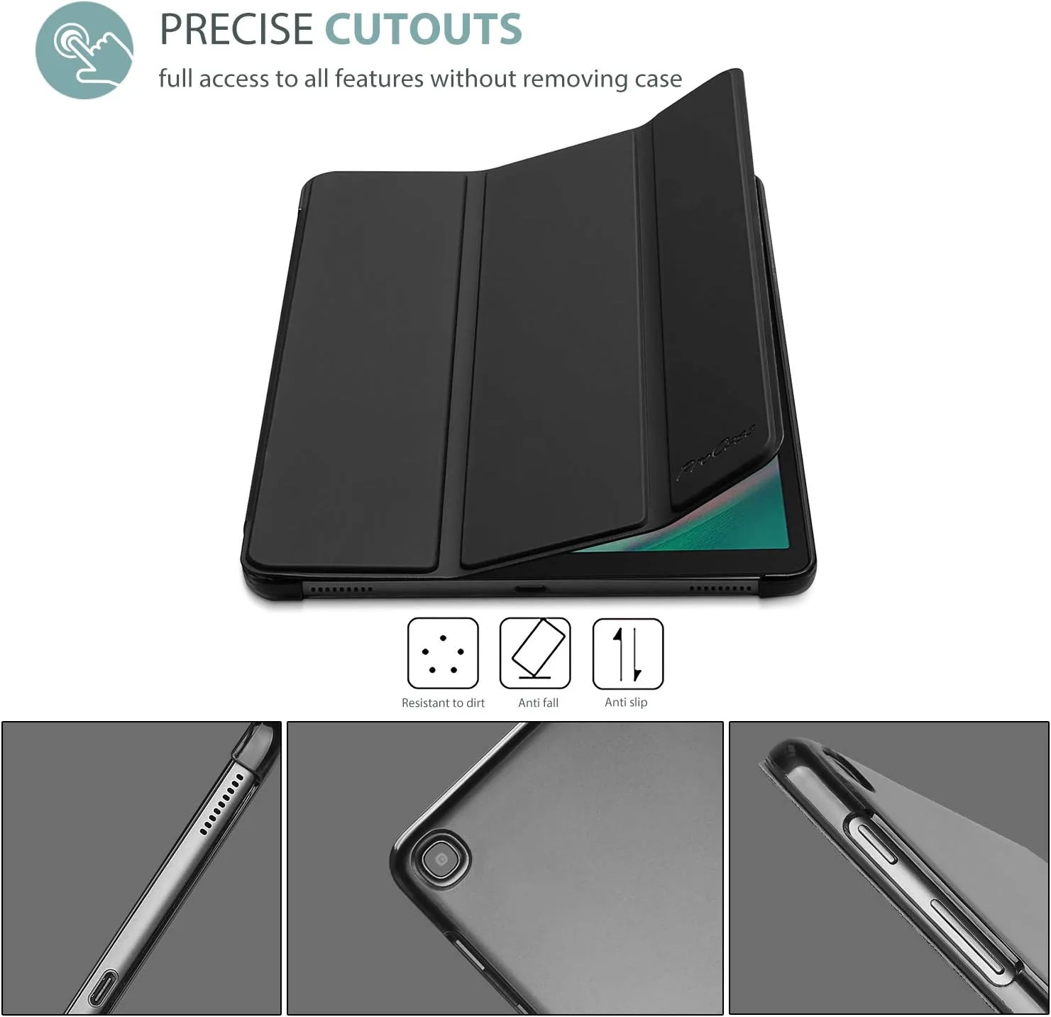 کاور باریک و سبک ProCase برای تبلت سامسونگ گلکسی تب A 10.1 اینچ مدل 2019 (T510 T515 T517) مدل SM-T510 SM-T515 SM-T517 - مشکی