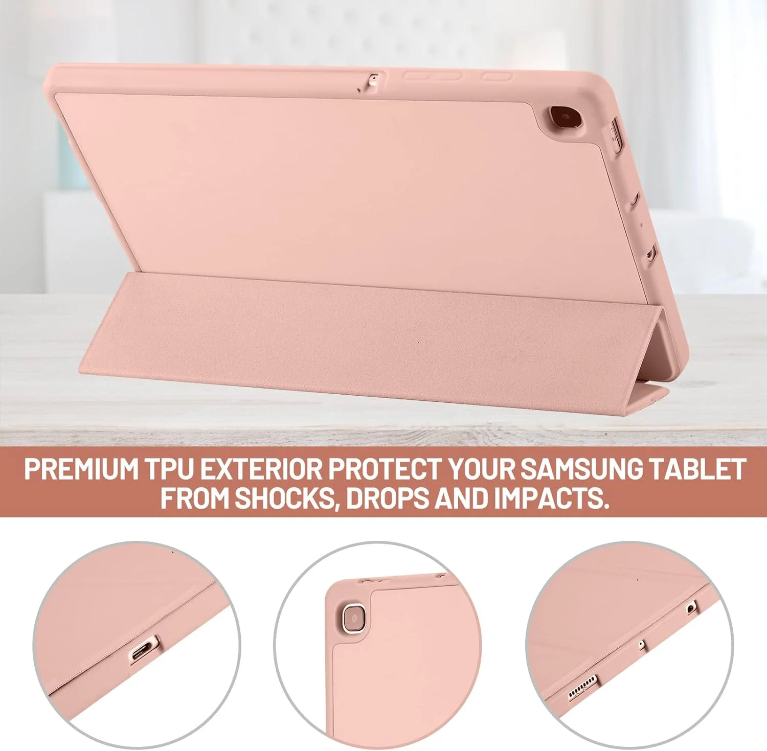 کاور پالکیتسی سازگار با تبلت سامسونگ گلکسی تب S6 Lite 10.4 اینچ 2022/2020 مدل SM-P610N/P615N به همراه جای قلم - فوق العاده باریک و سبک با روکش چرمی PU (رزگلد) کاور پالکیتسی سازگار با تبلت سامسونگ گلکسی تب S6 Lite 10.4 اینچ 2022/2020 مدل SM-P610N/P615N به همراه جای قلم - فوق العاده باریک و سبک با روکش چرمی PU (رزگلد)