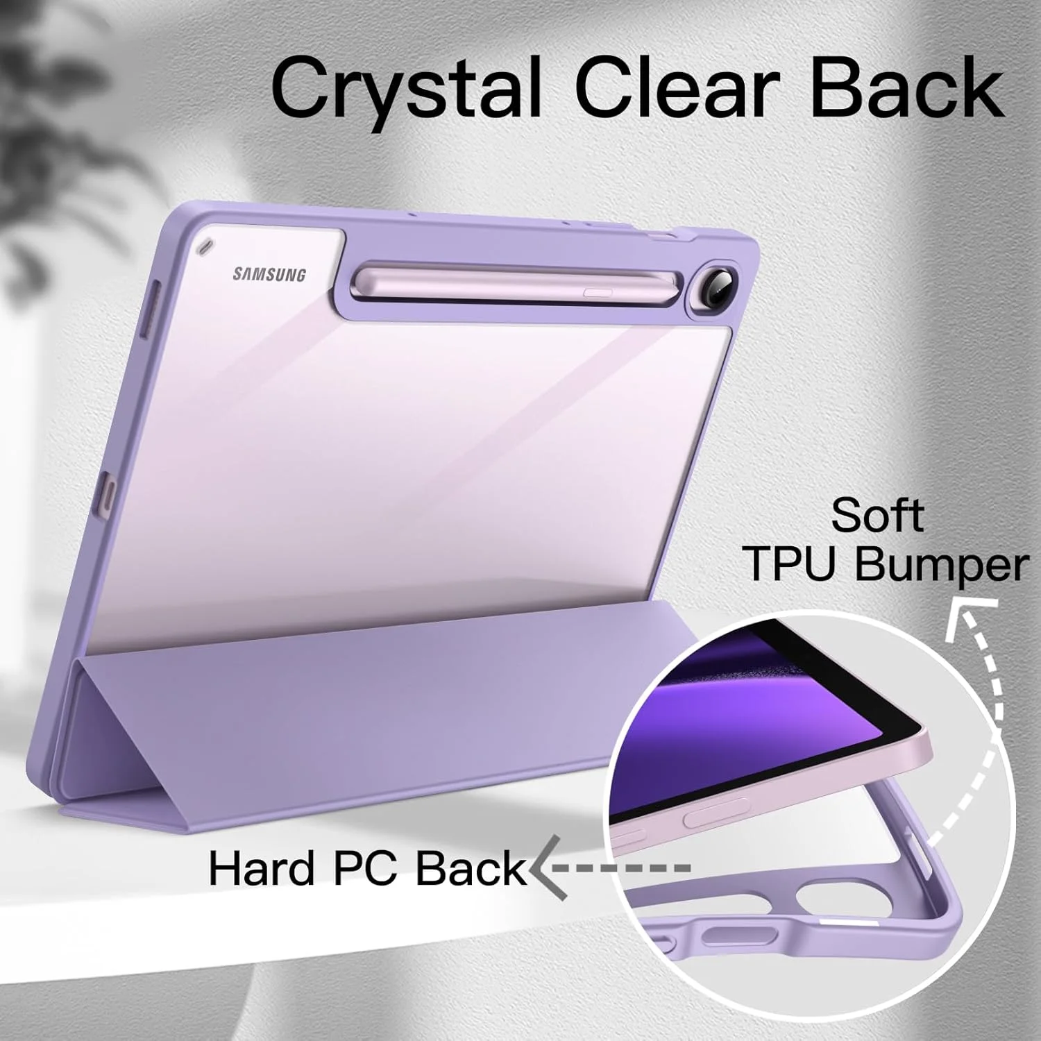 JETech Case for Samsung Galaxy Tab S10 Lite / S10 FE / S9 FE 10.9-Inch with S Pen Holder, Clear Transparent Hard PC Back, Protective Tri-Fold Stand Tablet Cover, Auto Wake/Sleep (Light Purple) JETech Case for Samsung Galaxy Tab S10 Lite / S10 FE / S9 FE 10.9-Inch with S Pen Holder, Clear Transparent Hard PC Back, Protective Tri-Fold Stand Tablet Cover, Auto Wake/Sleep (Light Purple)