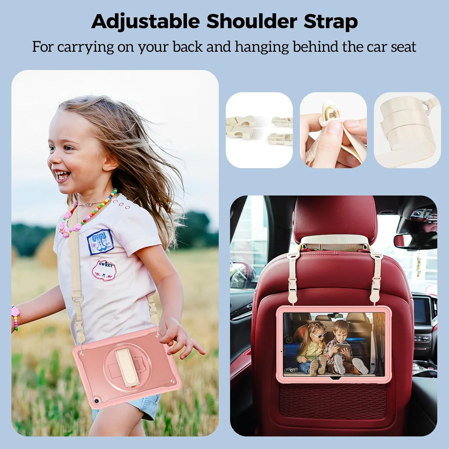 محافظ ProCase سازگار با تبلت گلکسی تب A9 پلاس 11 اینچ 2023، قاب مقاوم در برابر ضربه و سنگین با پایه چرخان 360 درجه، پوشش محافظ برای تبلت 11 اینچی گلکسی تب A9+ (SM-X210/X216/X218) - صورتی