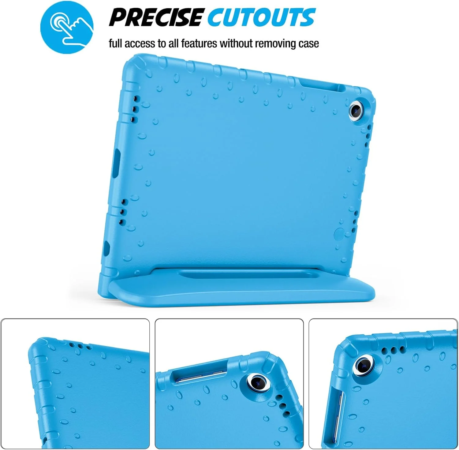 کیف محافظ کودکانه پروکیس برای گلکسی تب A9 پلاس/A9+ 11 اینچ 2023 SM-X210/X215/X216/X218، کیف سبک وزن و ضد ضربه مناسب کودکان با دسته تاشو تبدیل شونده - آبی
