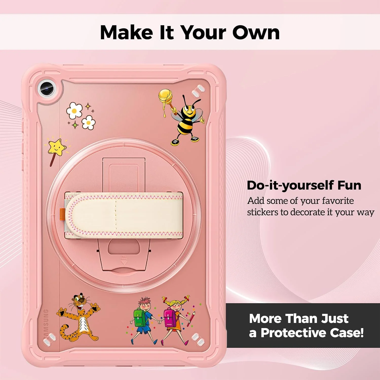 محافظ ProCase سازگار با تبلت گلکسی تب A9 پلاس 11 اینچ 2023، قاب مقاوم در برابر ضربه و سنگین با پایه چرخان 360 درجه، پوشش محافظ برای تبلت 11 اینچی گلکسی تب A9+ (SM-X210/X216/X218) - صورتی