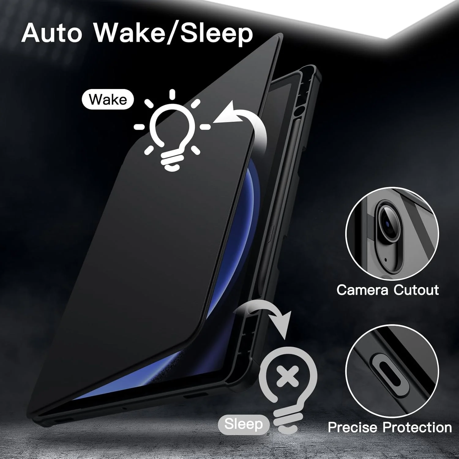 کیف چرخشی JETech برای تبلت سامسونگ گلکسی تب S10 Lite / S10 FE / S9 FE 10.9 اینچ / S9 11 اینچ با نگهدارنده قلم S، کاور محافظ استند با چرخش 360 درجه و پشت شفاف، قابلیت بیدار شدن/به خواب رفتن خودکار (مشکی) کیف چرخشی JETech برای تبلت سامسونگ گلکسی تب S10 Lite / S10 FE / S9 FE 10.9 اینچ / S9 11 اینچ با نگهدارنده قلم S، کاور محافظ استند با چرخش 360 درجه و پشت شفاف، قابلیت بیدار شدن/به خواب رفتن خودکار (مشکی)