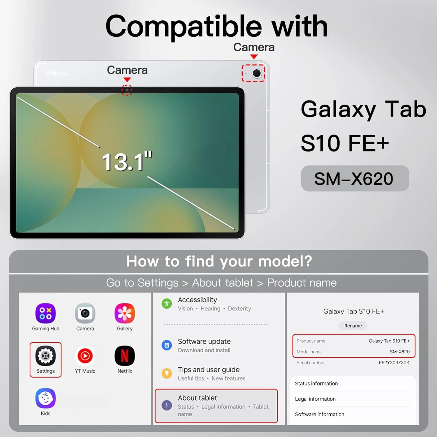 کاور تبلت سامسونگ گلکسی تب S10 FE پلاس/S10 FE+ 13.1 اینچی JETech با جای قلم S Pen، کاور محافظ تبلت سه تایی تاشو TPU نرم، پشتیبانی از شارژ S Pen، بیدار/خواب خودکار (مشکی)