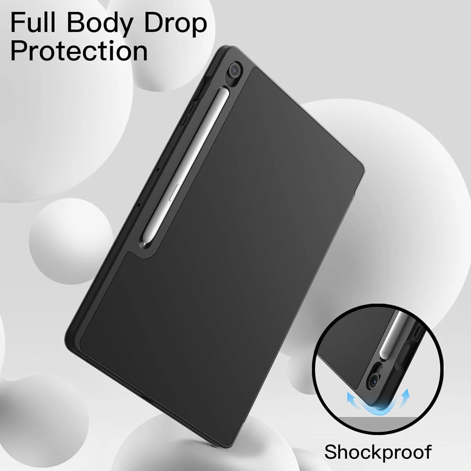 کاور تبلت سامسونگ گلکسی تب S10 FE پلاس/S10 FE+ 13.1 اینچی JETech با جای قلم S Pen، کاور محافظ تبلت سه تایی تاشو TPU نرم، پشتیبانی از شارژ S Pen، بیدار/خواب خودکار (مشکی)