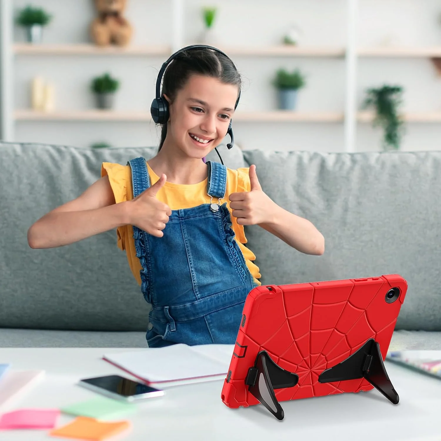 کاور تبلت سامسونگ گلکسی تب A9 پلاس 11 اینچی AVAKOT مناسب کودکان (مدل: SM-X210/X216/X218)، کاور سبک و ضد ضربه مناسب کودکان با بند شانه برای تبلت سامسونگ گلکسی A9+، قرمز مشکی