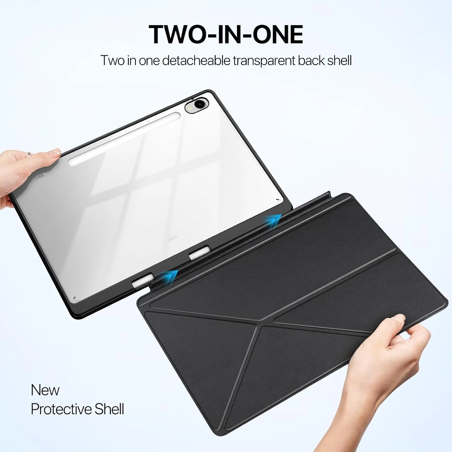 کاور RollinCase برای تبلت سامسونگ گلکسی تب S9 FE 10.9 اینچ / S9 2023 11 اینچ با جای قلم، طراحی تکیه گاه مثلثی، کاور تاشو [حالت خواب/بیدار خودکار]، مشکی