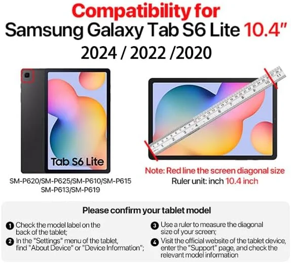 کاور باریک دوزونا برای تبلت سامسونگ گلکسی تب S6 Lite 10.4 اینچ 2022/2020 با جای قلم S Pen، کاور پشتی شفاف برای تبلت S6 Lite 10.4 اینچ (SM-P610/P613/P615/P619)، بیدار/خواب خودکار، مشکی