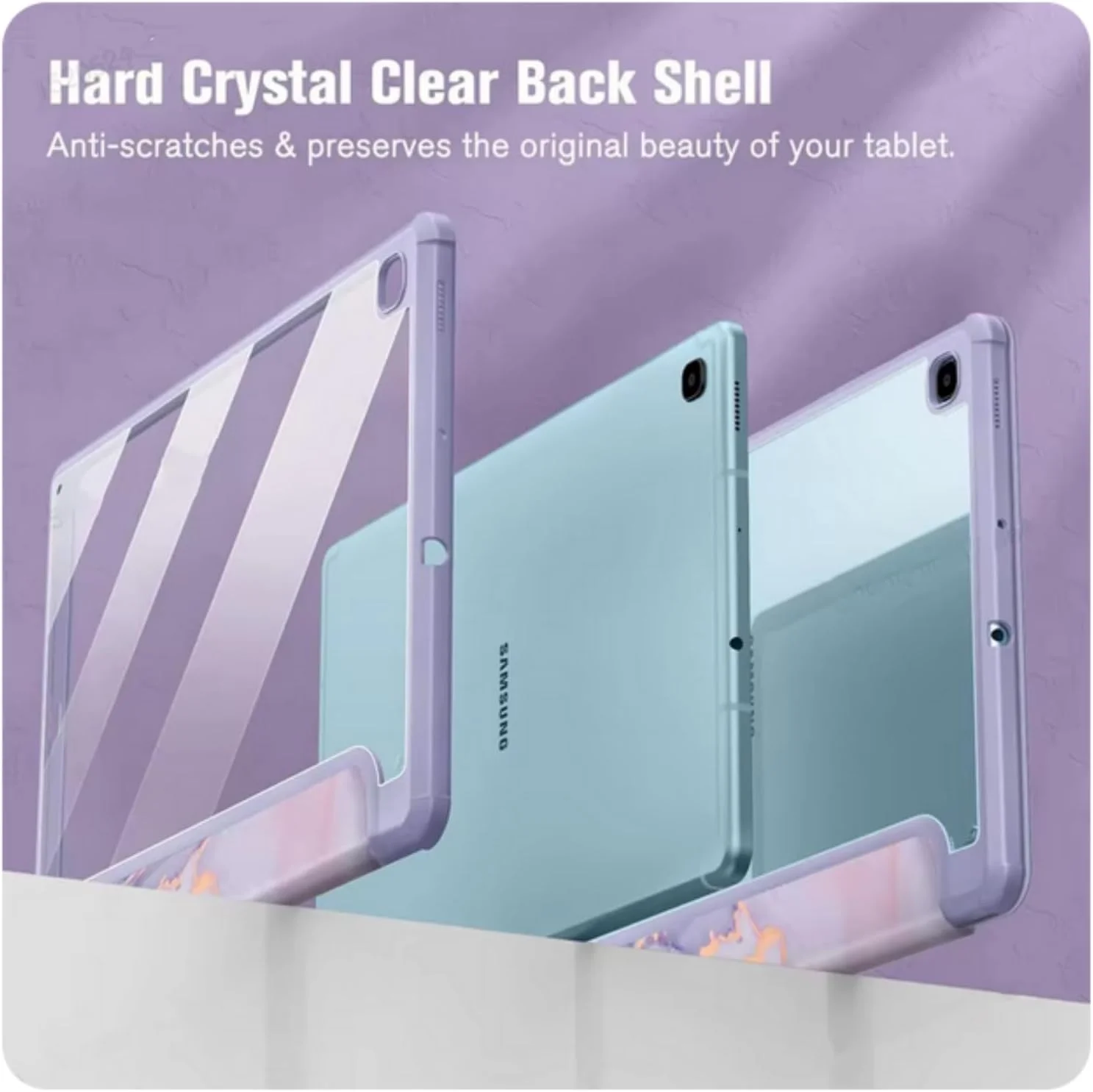 کیف تبلت سامسونگ گلکسی تب S6 لایت (2020/2022) 10.4 P610 P615 با جای قلم و استند سه تایی (طرح مرمر بنفش)