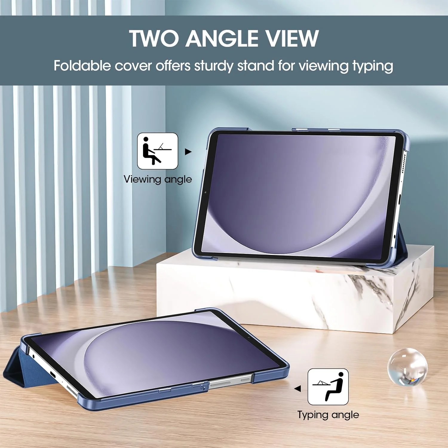 کیف باریک ProCase برای Galaxy Tab A11 (2025) / A9 (2023) 8.7 اینچی، کاور محافظ پشتی سخت و سبک وزن برای تبلت Galaxy A11/A9 8.7 اینچی - سرمه ای