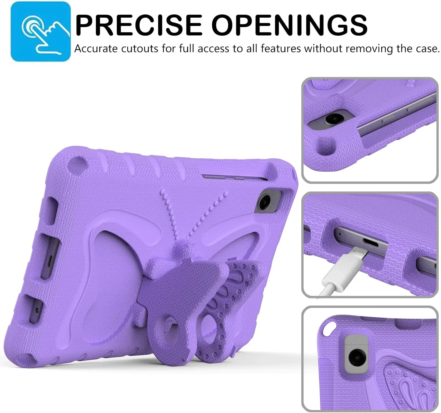 کاور کودکانه JSUSOU برای تبلت سامسونگ گلکسی تب A9+ / A9 پلاس 11 اینچی مدل (SM-X210/X216/X218) - کاور سبک و مقاوم در برابر ضربه، مناسب کودکان، به همراه دسته و استند برای گلکسی تب A9+، بنفش