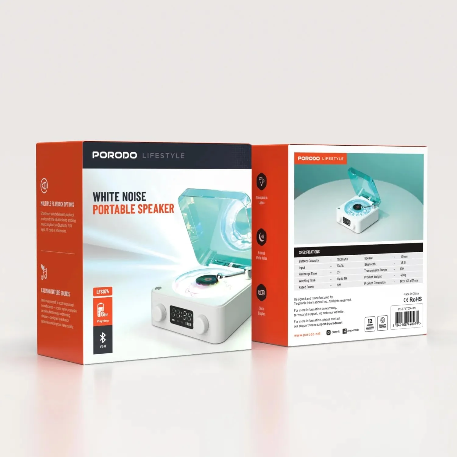 Porodo Lifestyle Wave White Noise Bluetooth Speaker 1500mAh - White Porodo Lifestyle Wave White Noise Bluetooth Speaker 1500mAh - White
