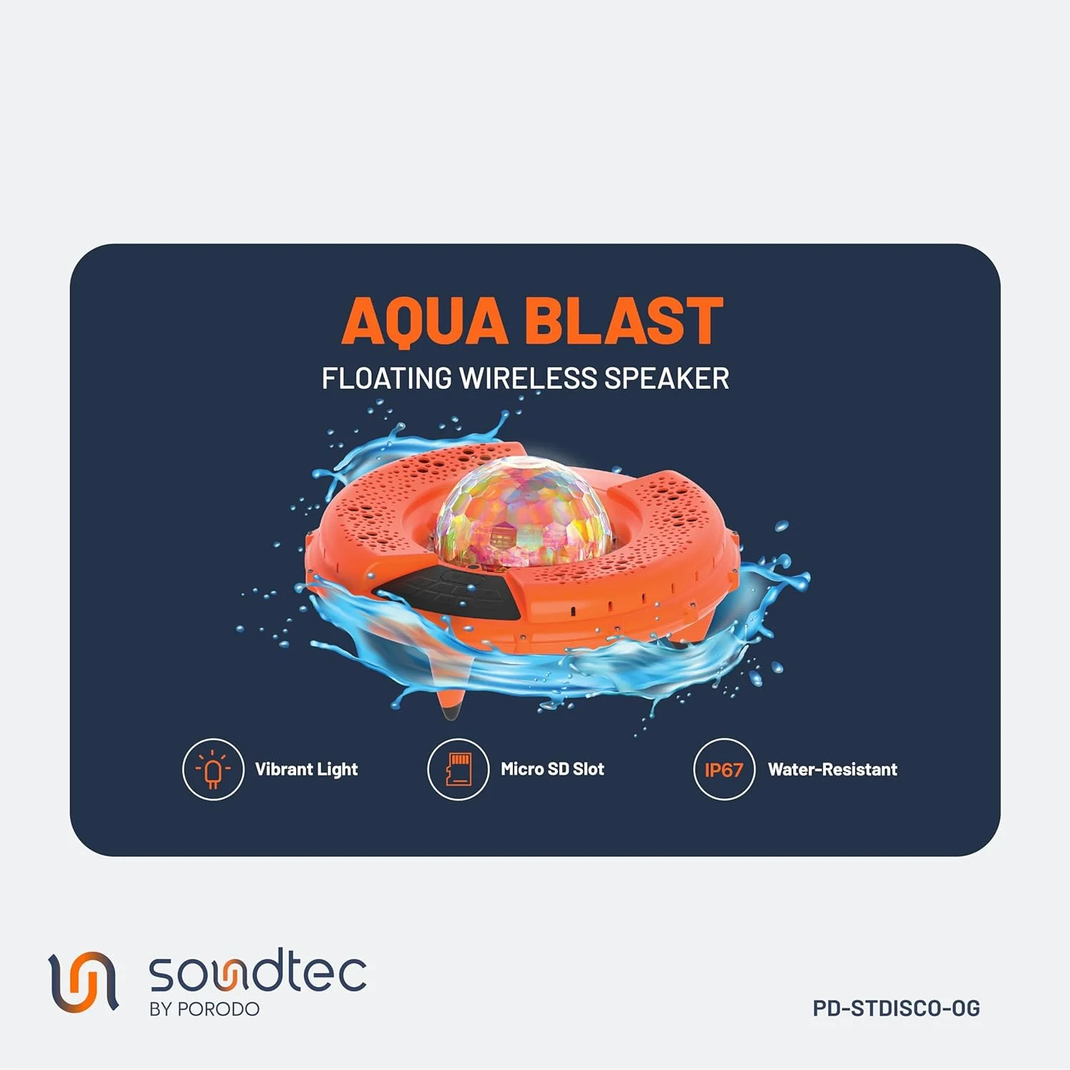اسپیکر بلوتوث شناور LED دیسکو Soundtec Porodo، اسپیکر دوشی، اسپیکر مهمانی استخر، مقاوم در برابر آب IP67، باتری 24000 میلی آمپر ساعت، 6 ساعت پخش با حداکثر صدا، چراغ های LED رنگی، بیس و تریبل قدرتمند اسپیکر بلوتوث شناور LED دیسکو Soundtec Porodo، اسپیکر دوشی، اسپیکر مهمانی استخر، مقاوم در برابر آب IP67، باتری 24000 میلی آمپر ساعت، 6 ساعت پخش با حداکثر صدا، چراغ های LED رنگی، بیس و تریبل قدرتمند