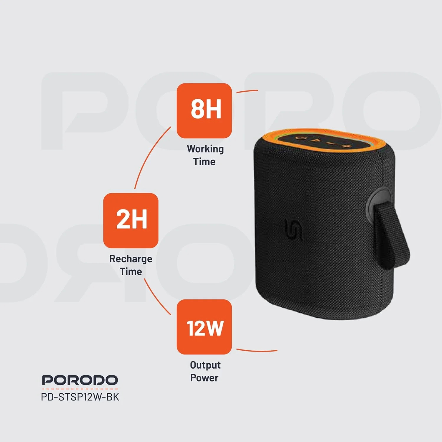 اسپیکر قابل حمل Porodo Soundtec Rave با 8 ساعت پخش موسیقی، حداکثر توان خروجی 12 وات، باتری 2000 میلی آمپر ساعت، بلوتوث 5.3، برد انتقال 10 متر، کارت حافظه Micro SD، مقاوم در برابر آب IPX6، شارژ Type-C - مشکی اسپیکر قابل حمل Porodo Soundtec Rave با 8 ساعت پخش موسیقی، حداکثر توان خروجی 12 وات، باتری 2000 میلی آمپر ساعت، بلوتوث 5.3، برد انتقال 10 متر، کارت حافظه Micro SD، مقاوم در برابر آب IPX6، شارژ Type-C - مشکی