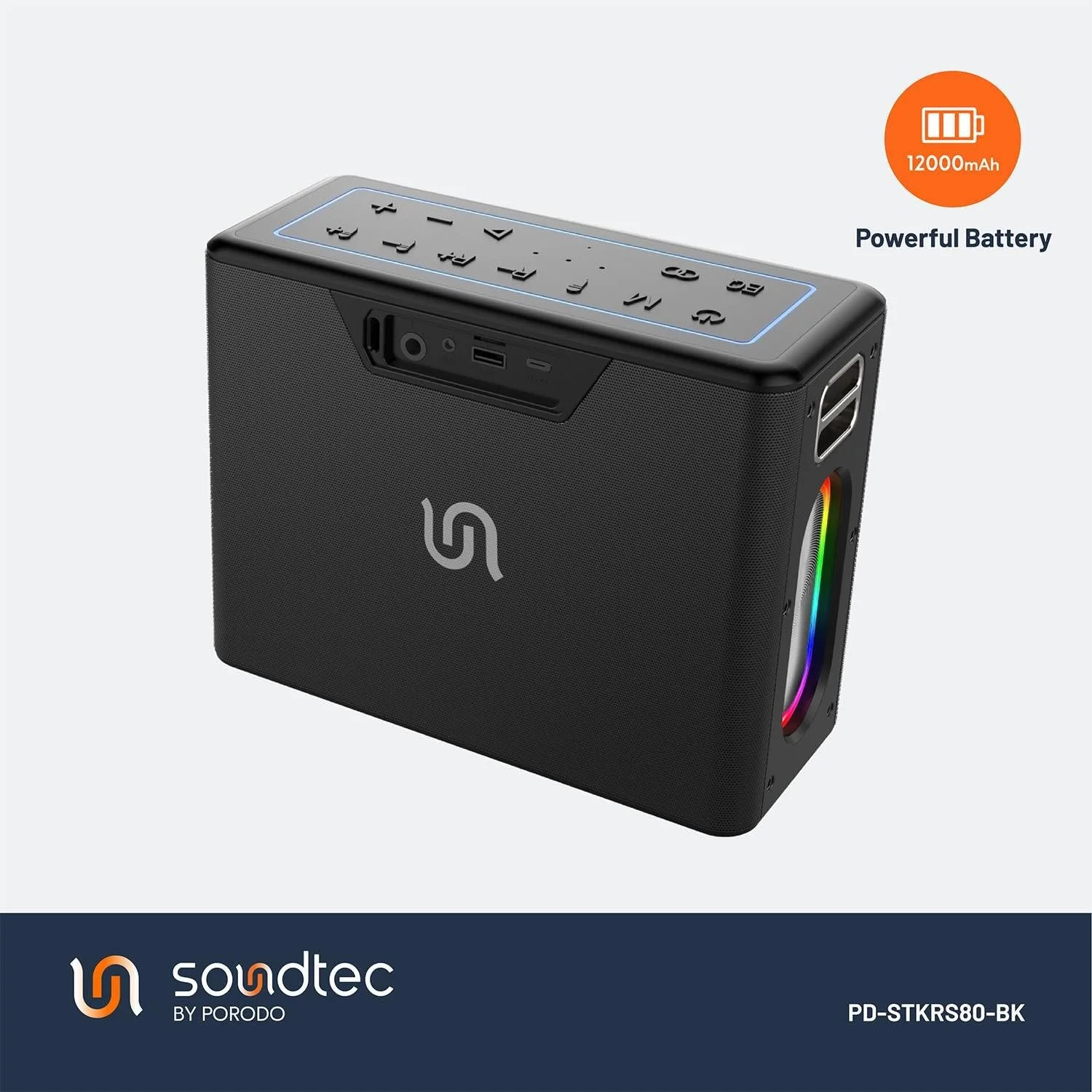 اسپیکر 2.2 کاناله پورتودو Soundtec Quantum، صدای قدرتمند 80 واتی، 12 ساعت پخش، بلوتوث 5.0، عملکرد پاوربانک، مقاوم در برابر آب IPX5، اسپیکر مهمانی - مشکی اسپیکر 2.2 کاناله پورتودو Soundtec Quantum، صدای قدرتمند 80 واتی، 12 ساعت پخش، بلوتوث 5.0، عملکرد پاوربانک، مقاوم در برابر آب IPX5، اسپیکر مهمانی - مشکی