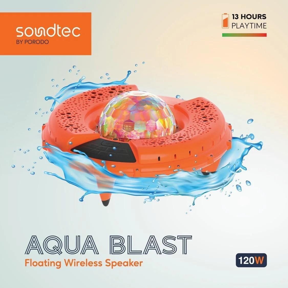 اسپیکر بلوتوث شناور LED دیسکو Soundtec Porodo، اسپیکر دوشی، اسپیکر مهمانی استخر، مقاوم در برابر آب IP67، باتری 24000 میلی آمپر ساعت، 6 ساعت پخش با حداکثر صدا، چراغ های LED رنگی، بیس و تریبل قدرتمند اسپیکر بلوتوث شناور LED دیسکو Soundtec Porodo، اسپیکر دوشی، اسپیکر مهمانی استخر، مقاوم در برابر آب IP67، باتری 24000 میلی آمپر ساعت، 6 ساعت پخش با حداکثر صدا، چراغ های LED رنگی، بیس و تریبل قدرتمند